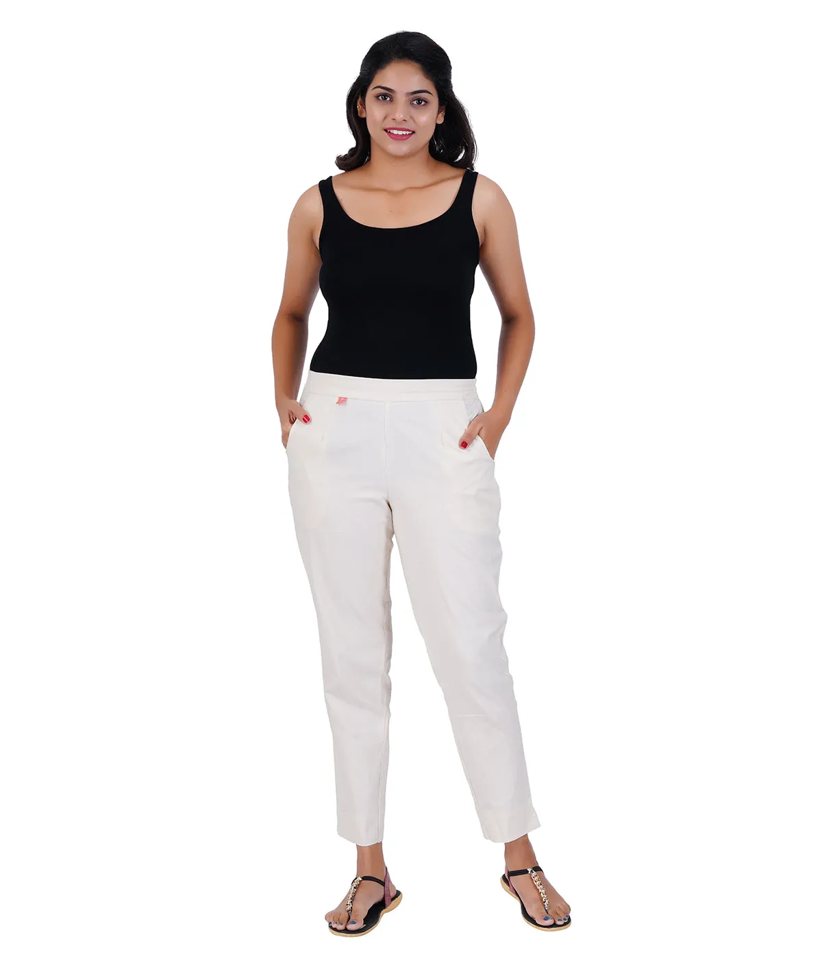 FLEX WHITE COTTON PANTS