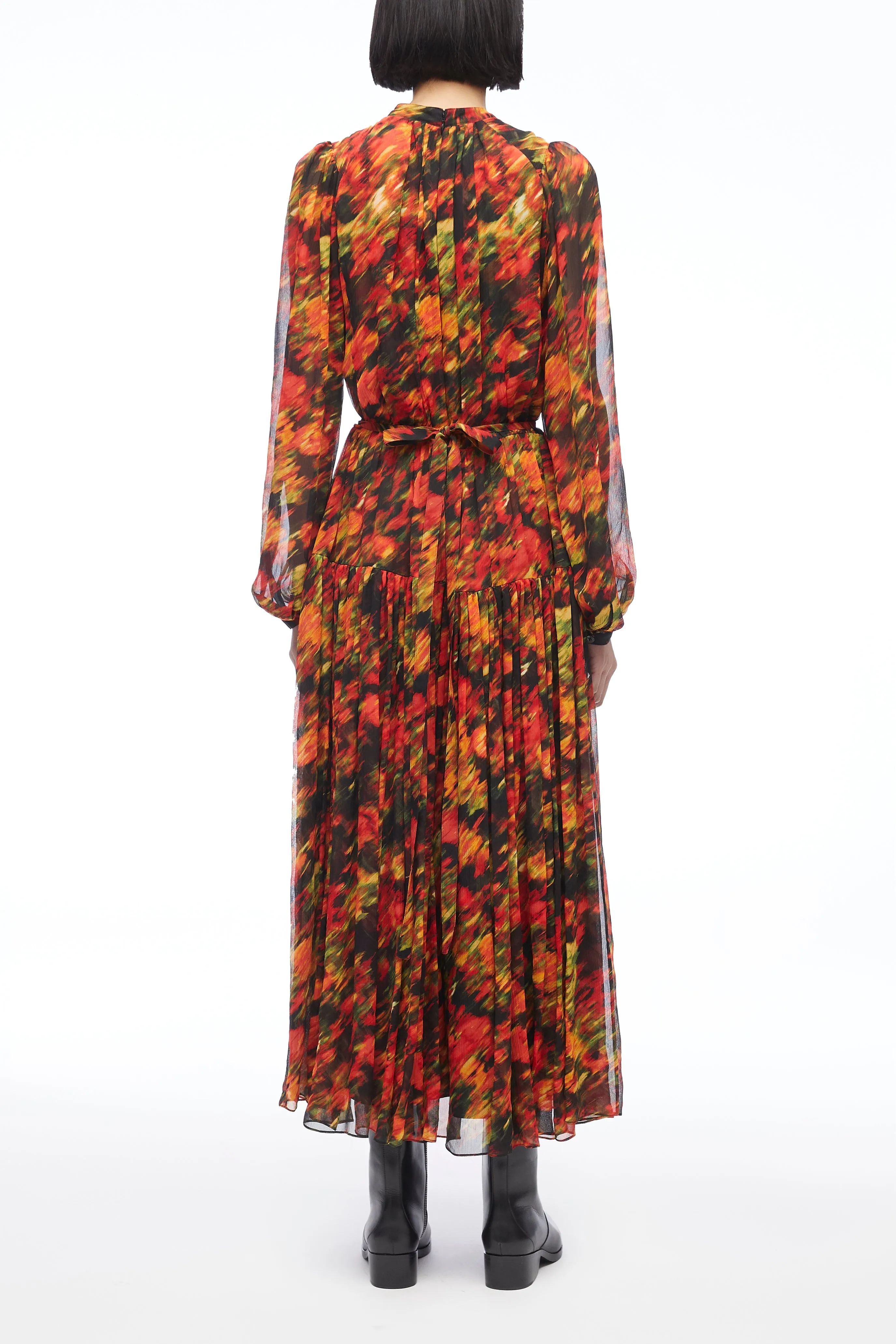 Flowers In Motion Crinkle Chiffon Dress