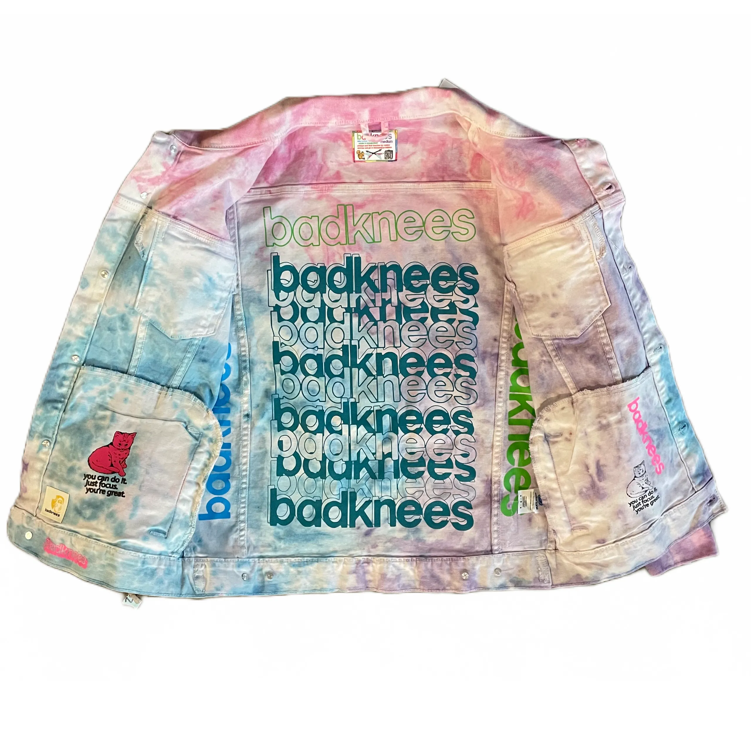 Focus Cat Tie Dye Denim Jacket - Cotton Candy (Unisex)