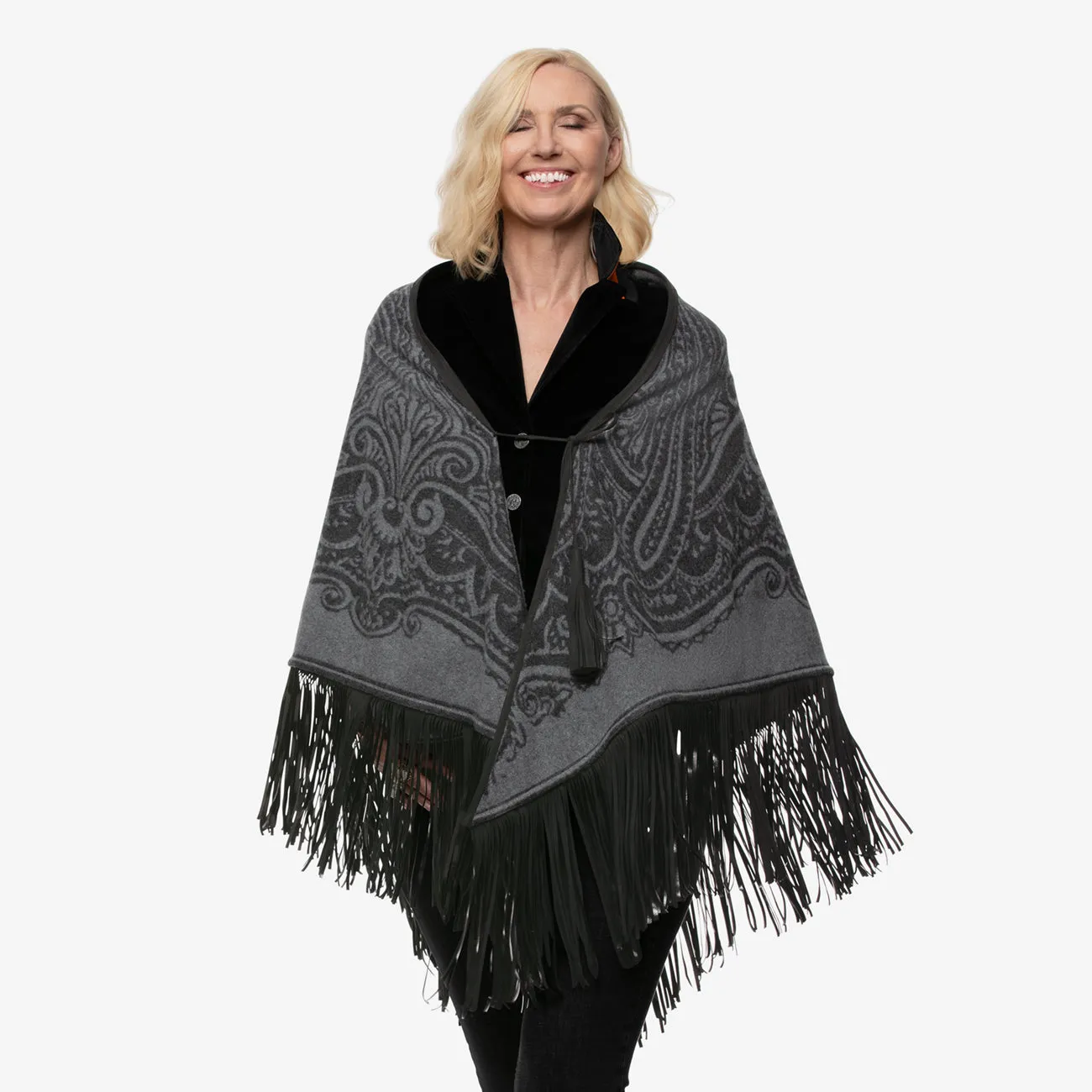 Fringe Cashmere Stole "Smoky Grey"