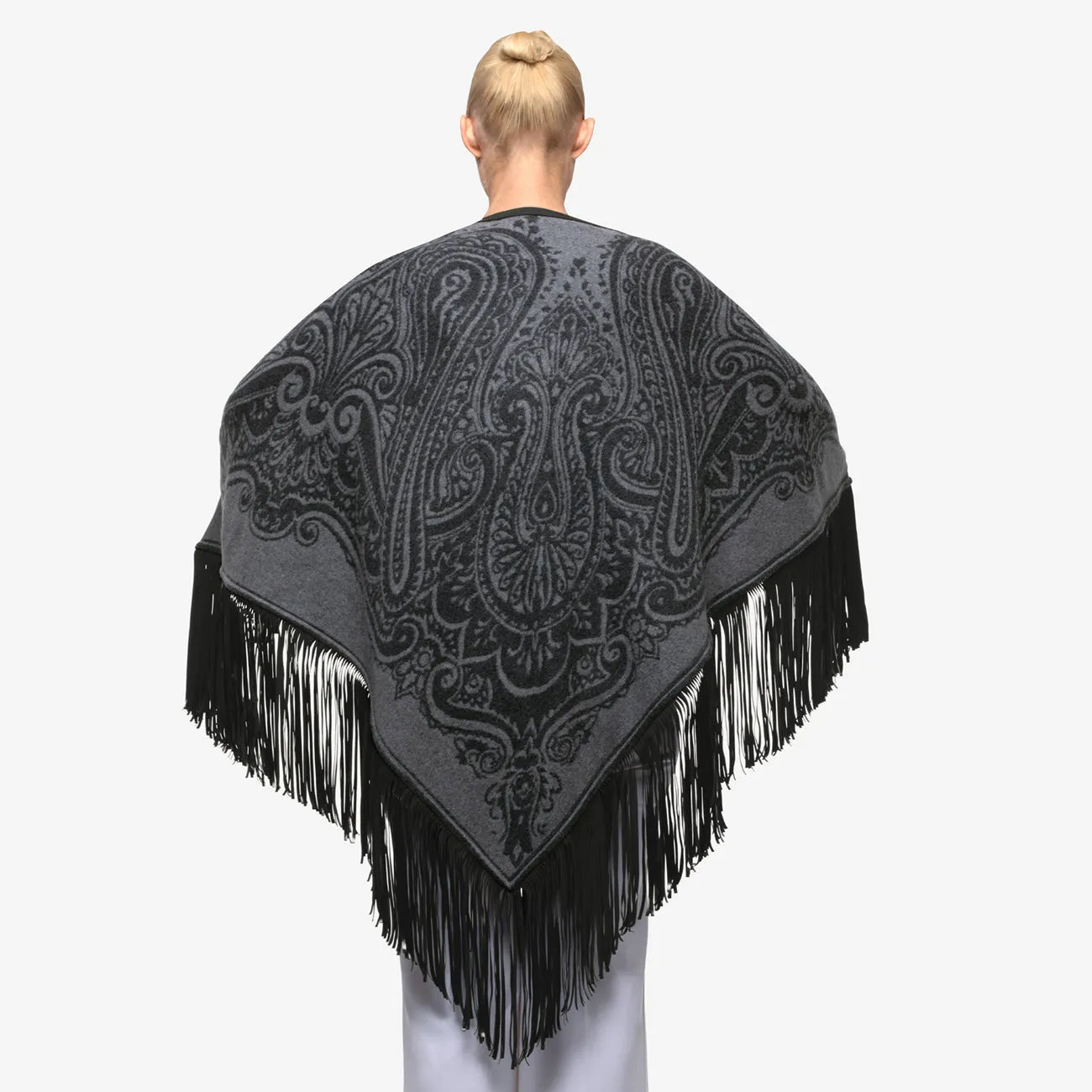 Fringe Cashmere Stole "Smoky Grey"