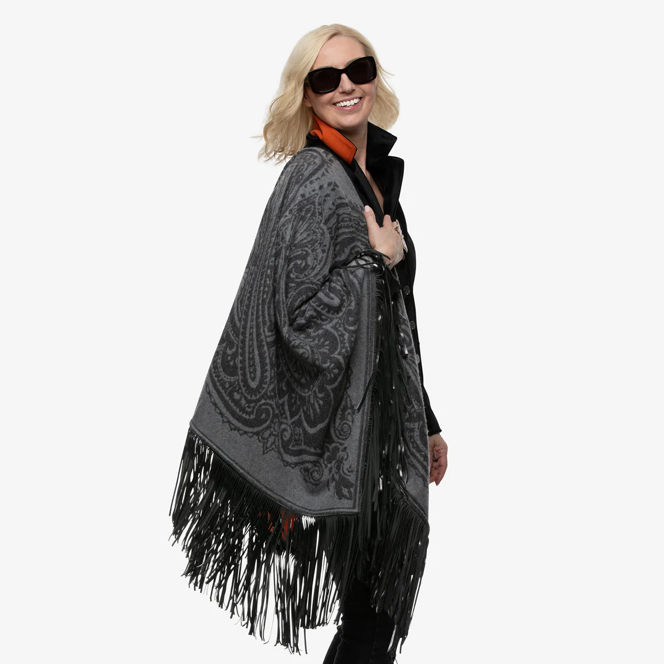 Fringe Cashmere Stole "Smoky Grey"