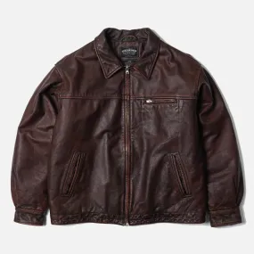 FrizmWorks Destroyed Leather Jacket - Washed Brown