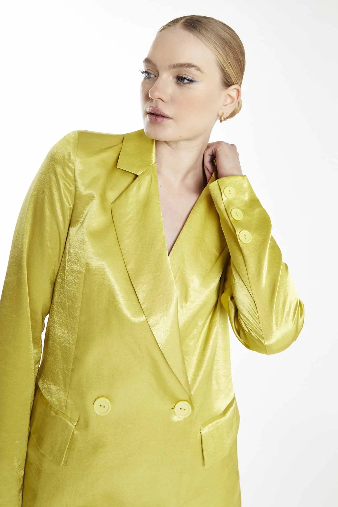 Glamorous Collection Lime Double Breasted Blazer Dress