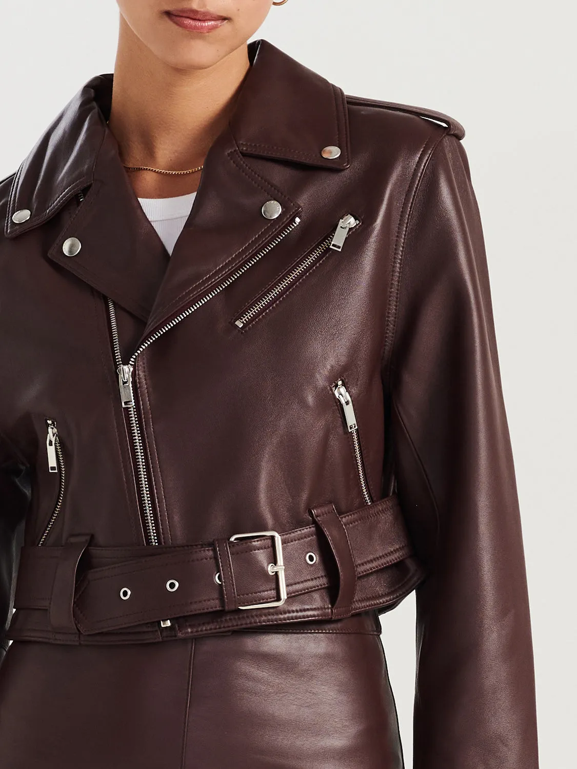 Goldie Leather Jacket - Fig