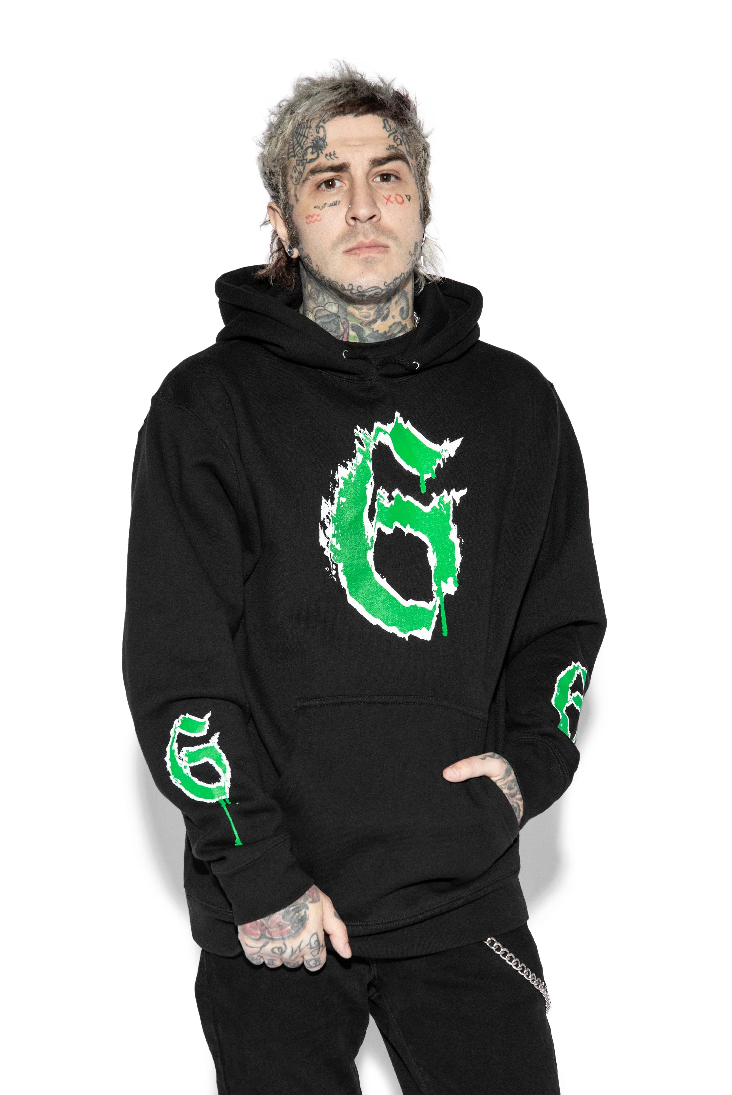 Green Six - Heavyweight Hooded Pullover Sweater