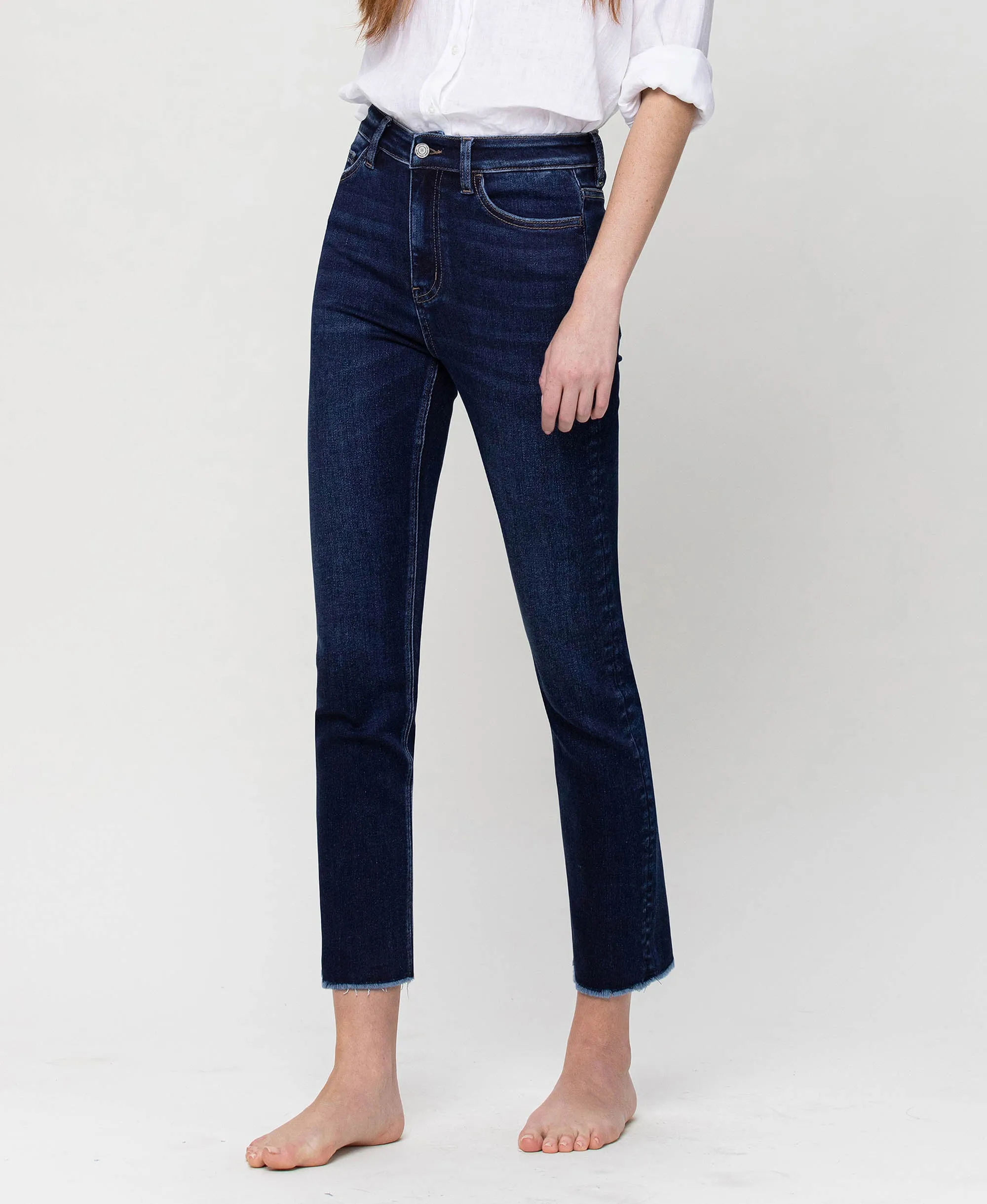 Growing Light - Super High Rise Slim Crop Straight Jeans