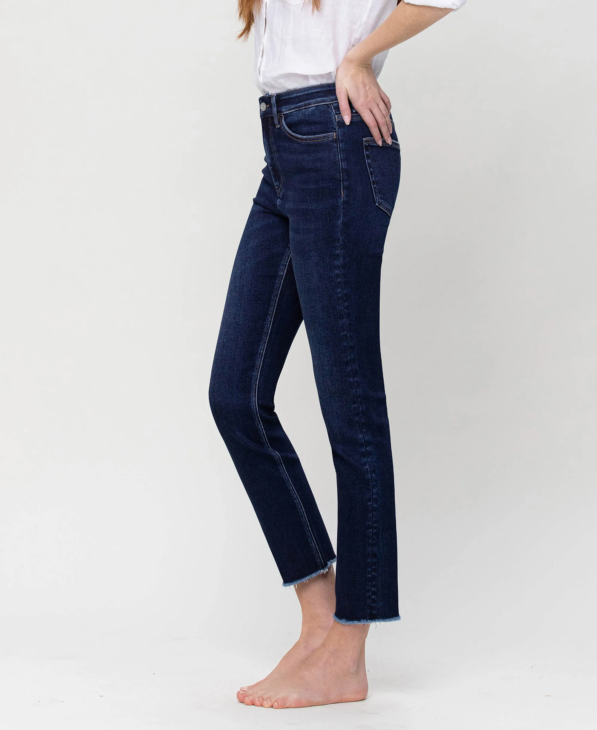 Growing Light - Super High Rise Slim Crop Straight Jeans