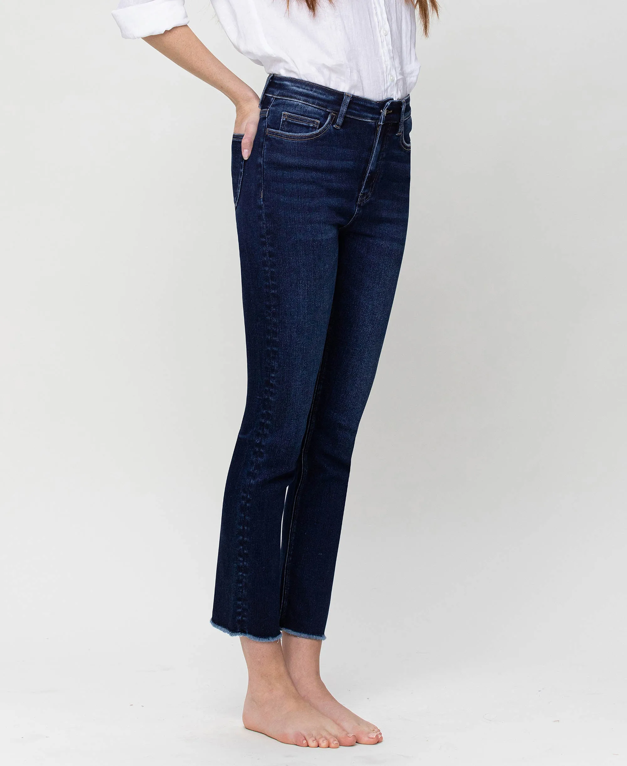 Growing Light - Super High Rise Slim Crop Straight Jeans