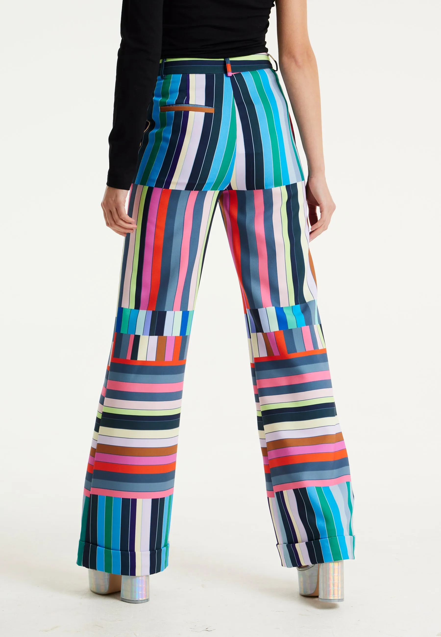 House of Holland Colour Bar Print Wide Leg Trousers