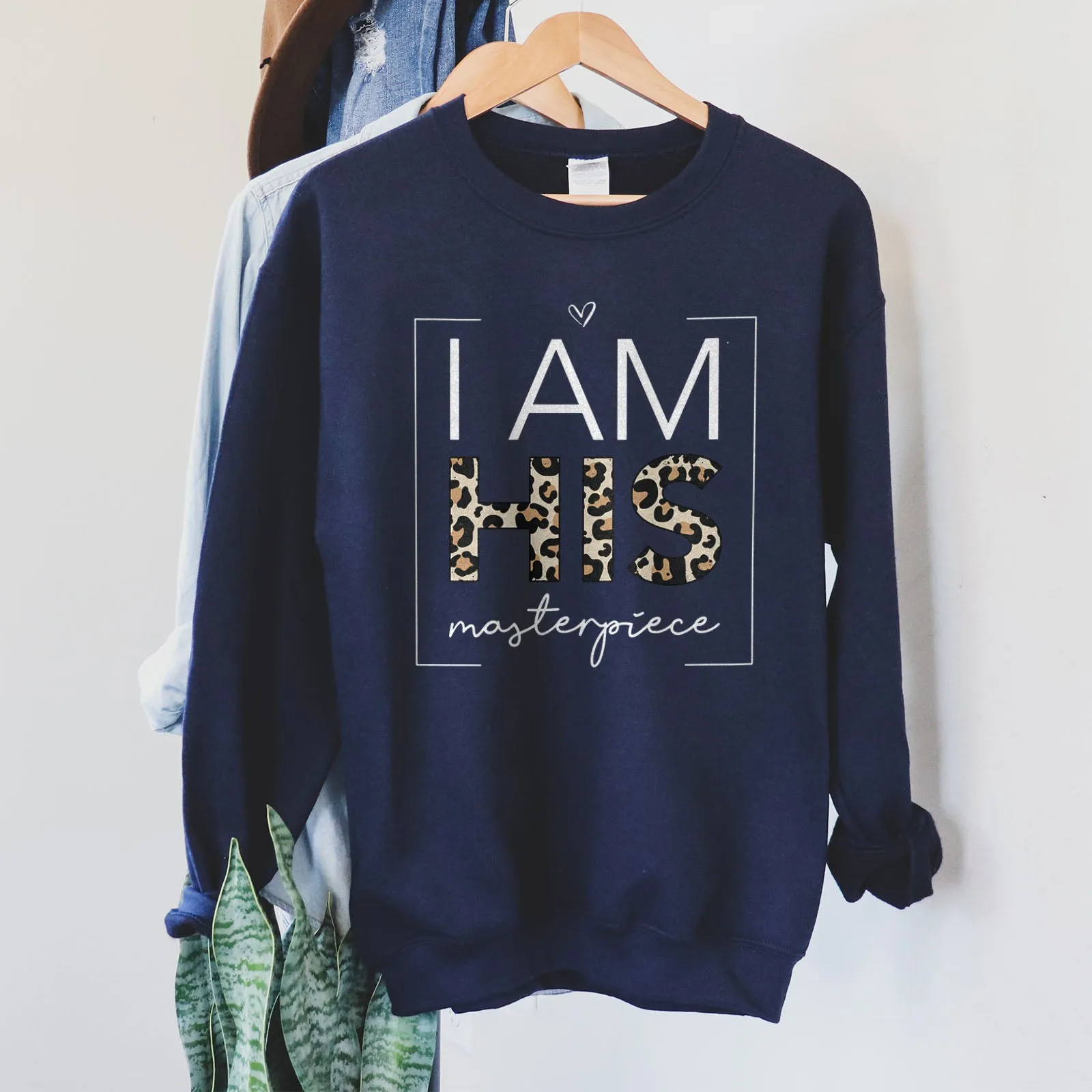 I Am His Masterpiece Leopard Sweatshirt