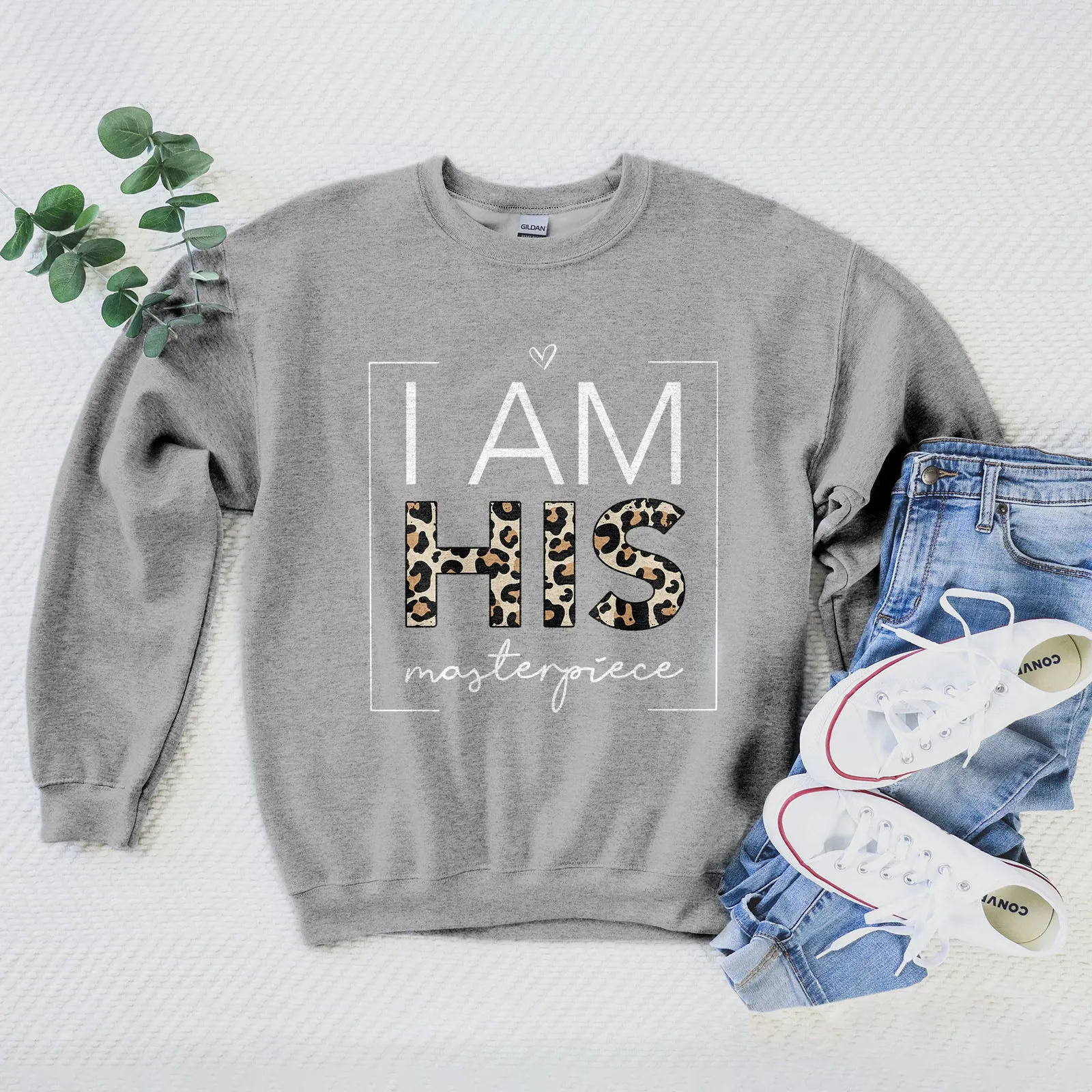 I Am His Masterpiece Leopard Sweatshirt