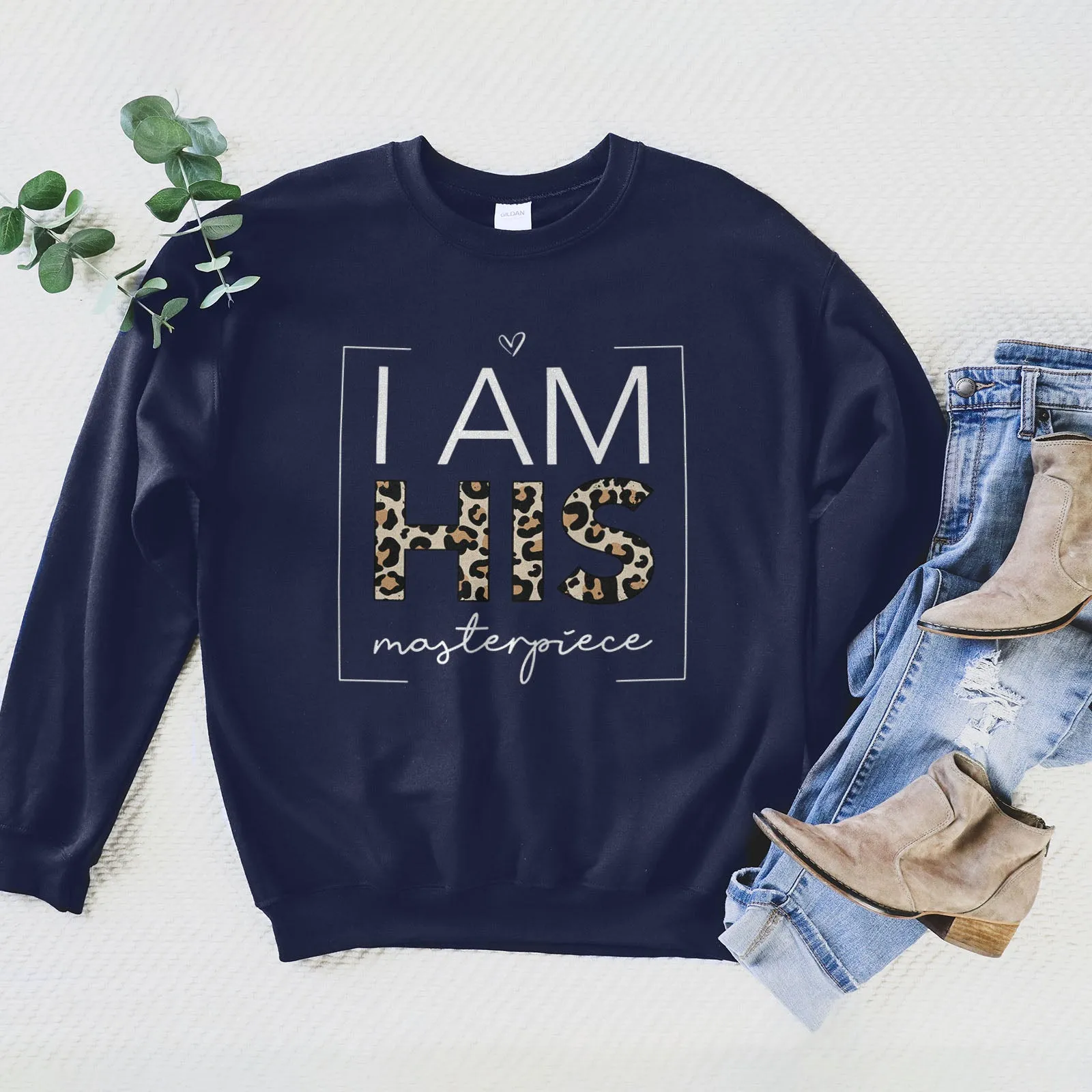 I Am His Masterpiece Leopard Sweatshirt