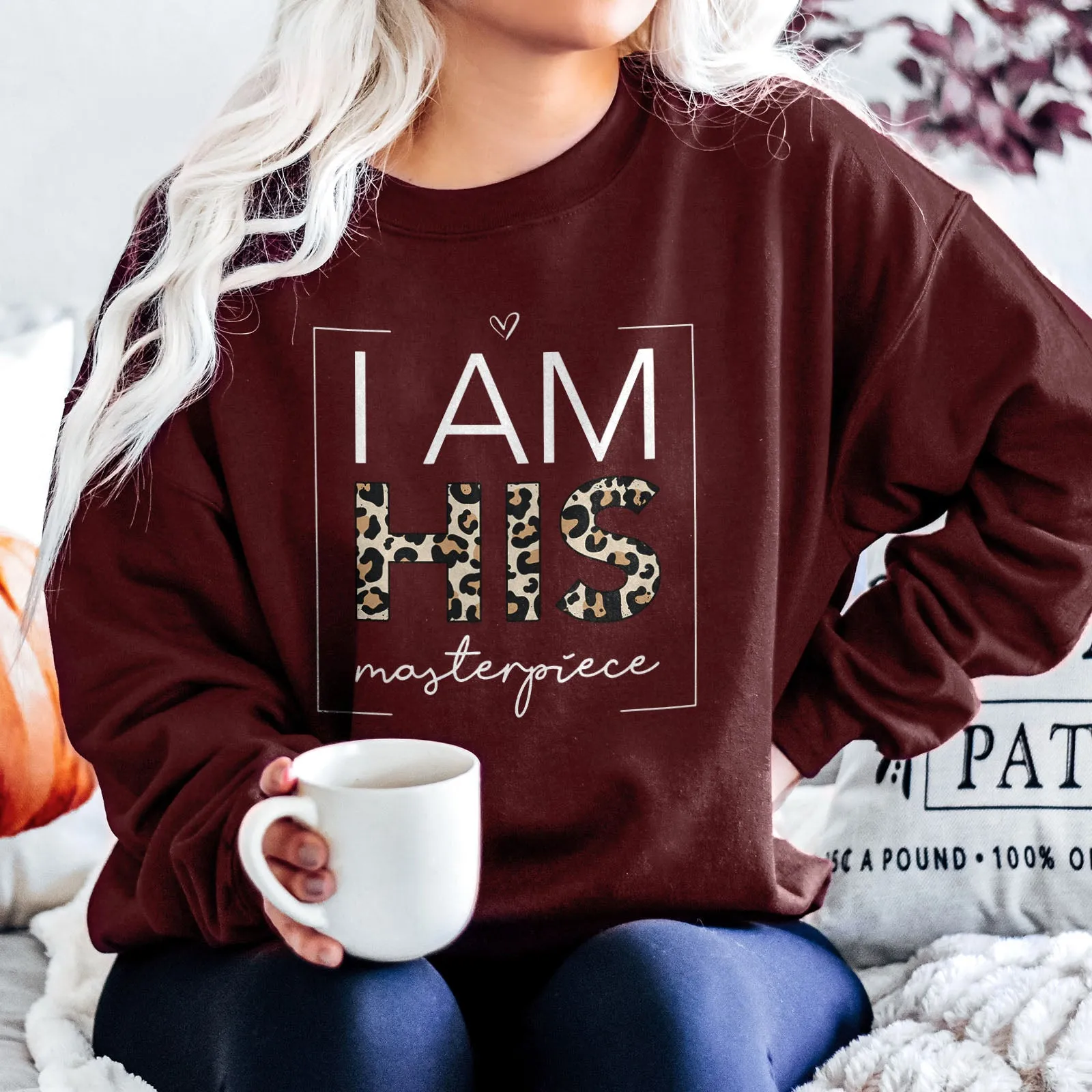 I Am His Masterpiece Leopard Sweatshirt