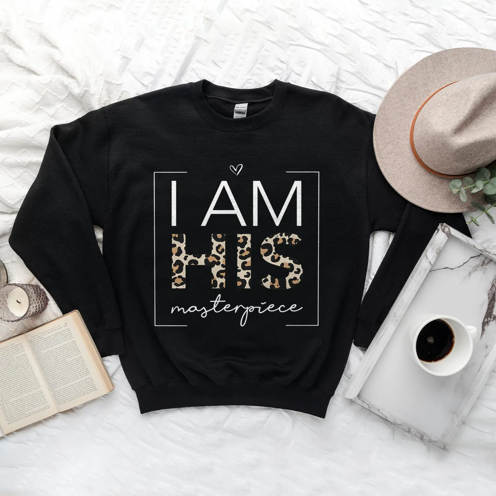 I Am His Masterpiece Leopard Sweatshirt