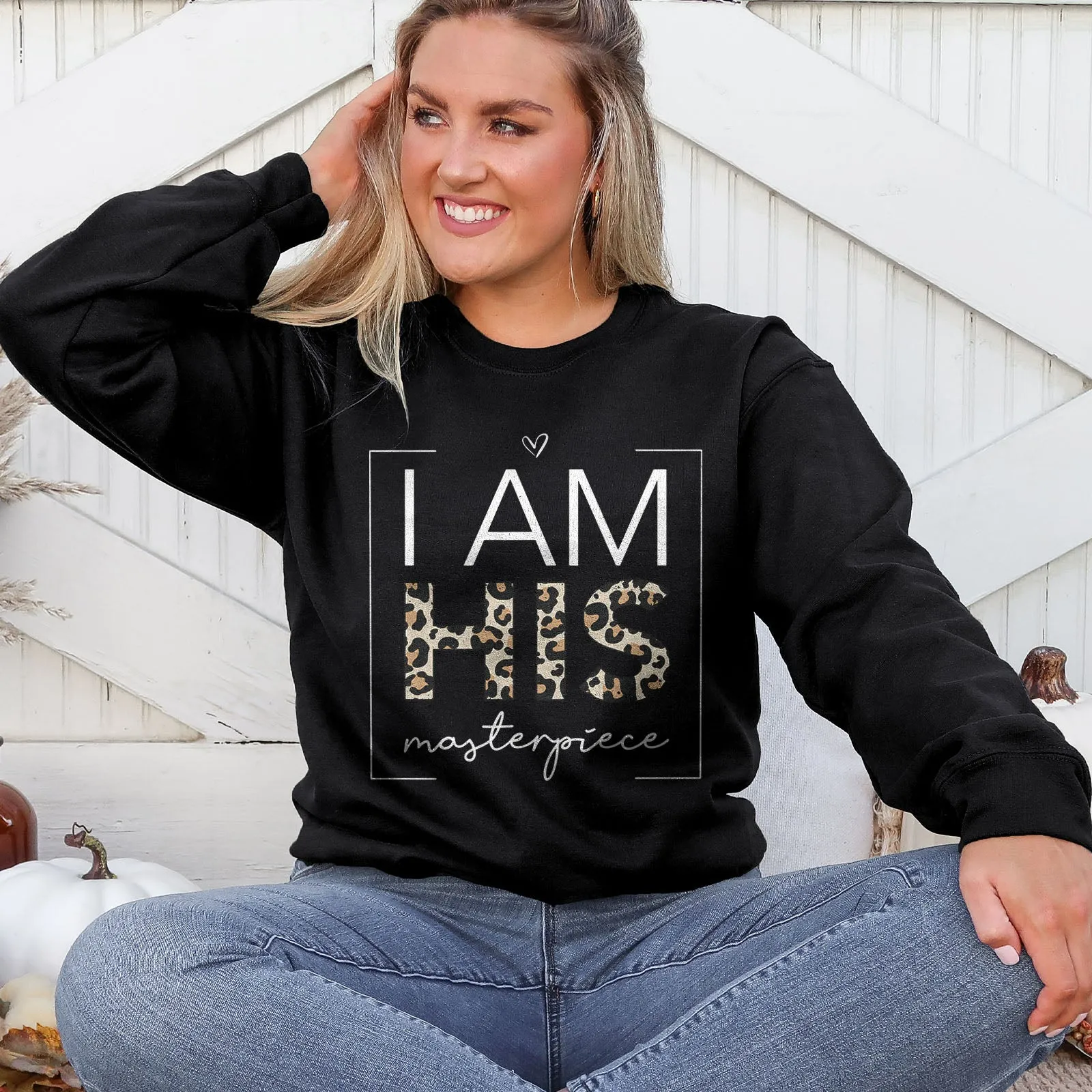 I Am His Masterpiece Leopard Sweatshirt