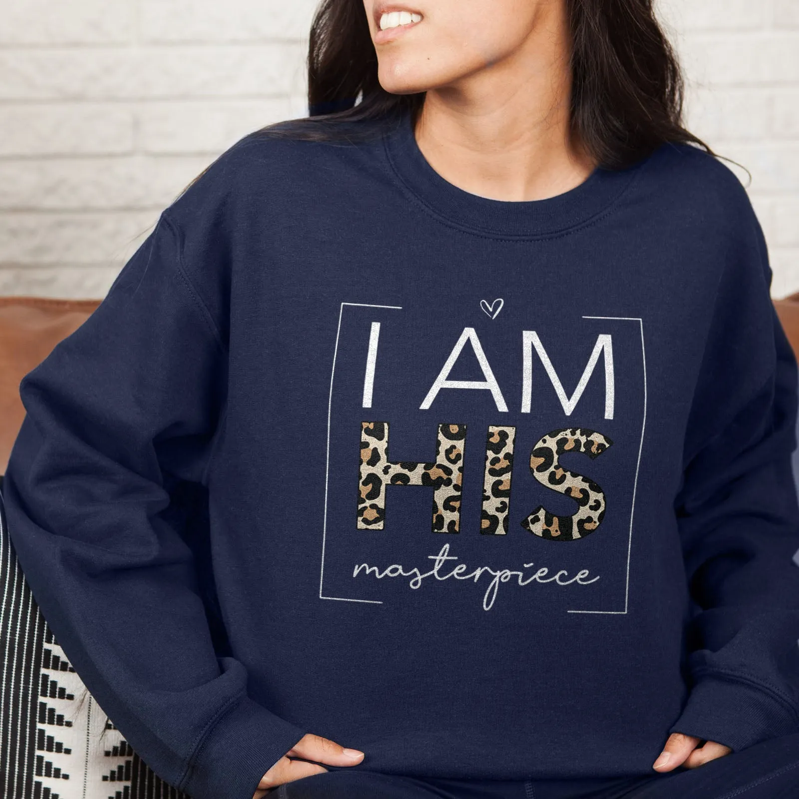 I Am His Masterpiece Leopard Sweatshirt