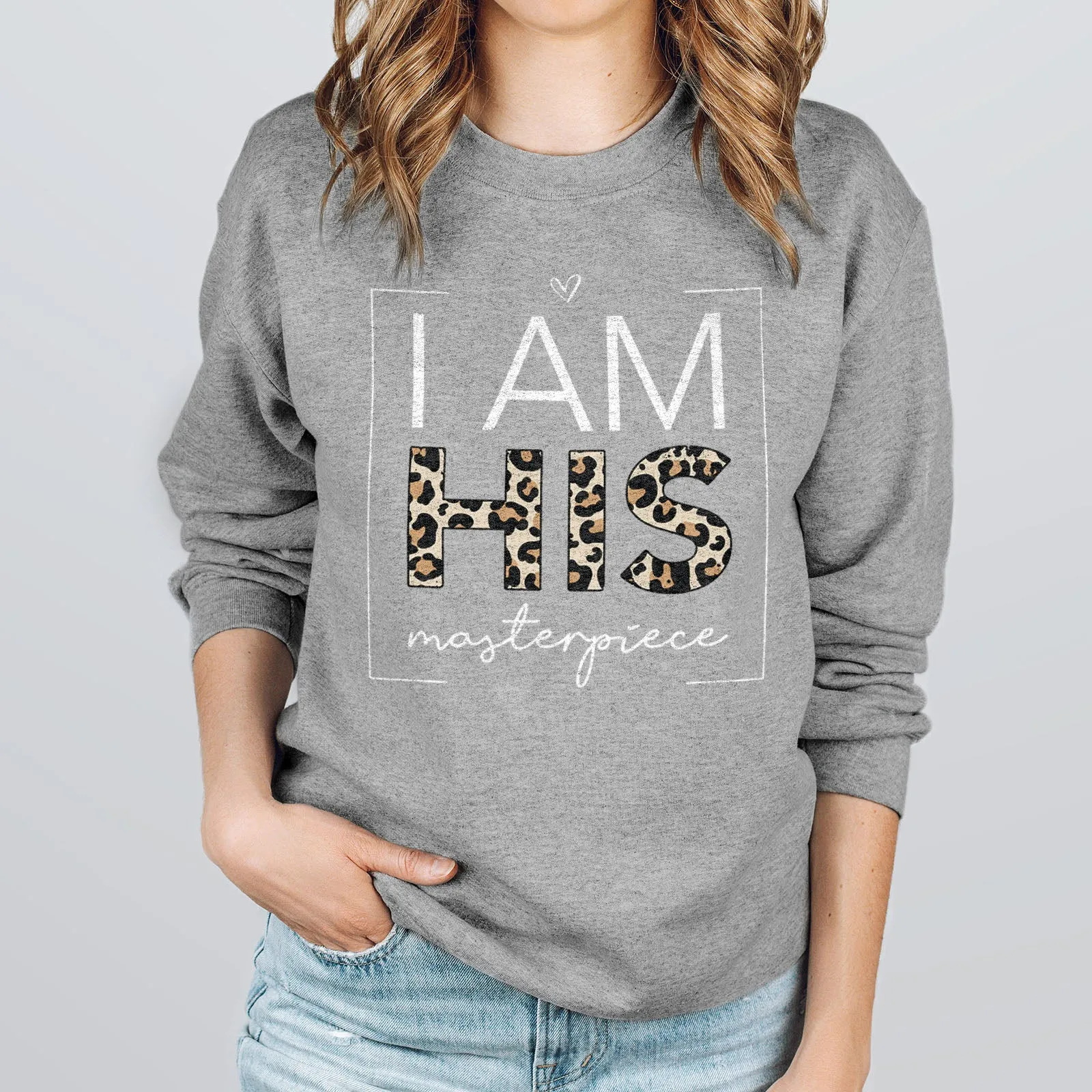 I Am His Masterpiece Leopard Sweatshirt