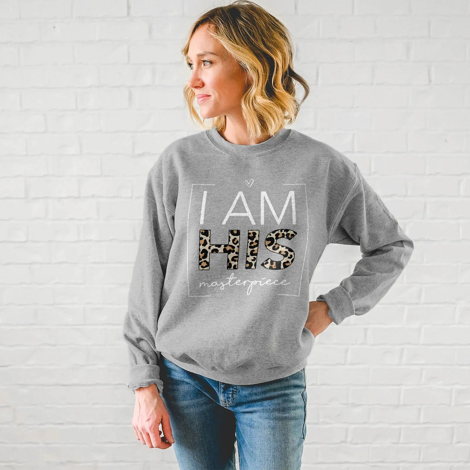 I Am His Masterpiece Leopard Sweatshirt