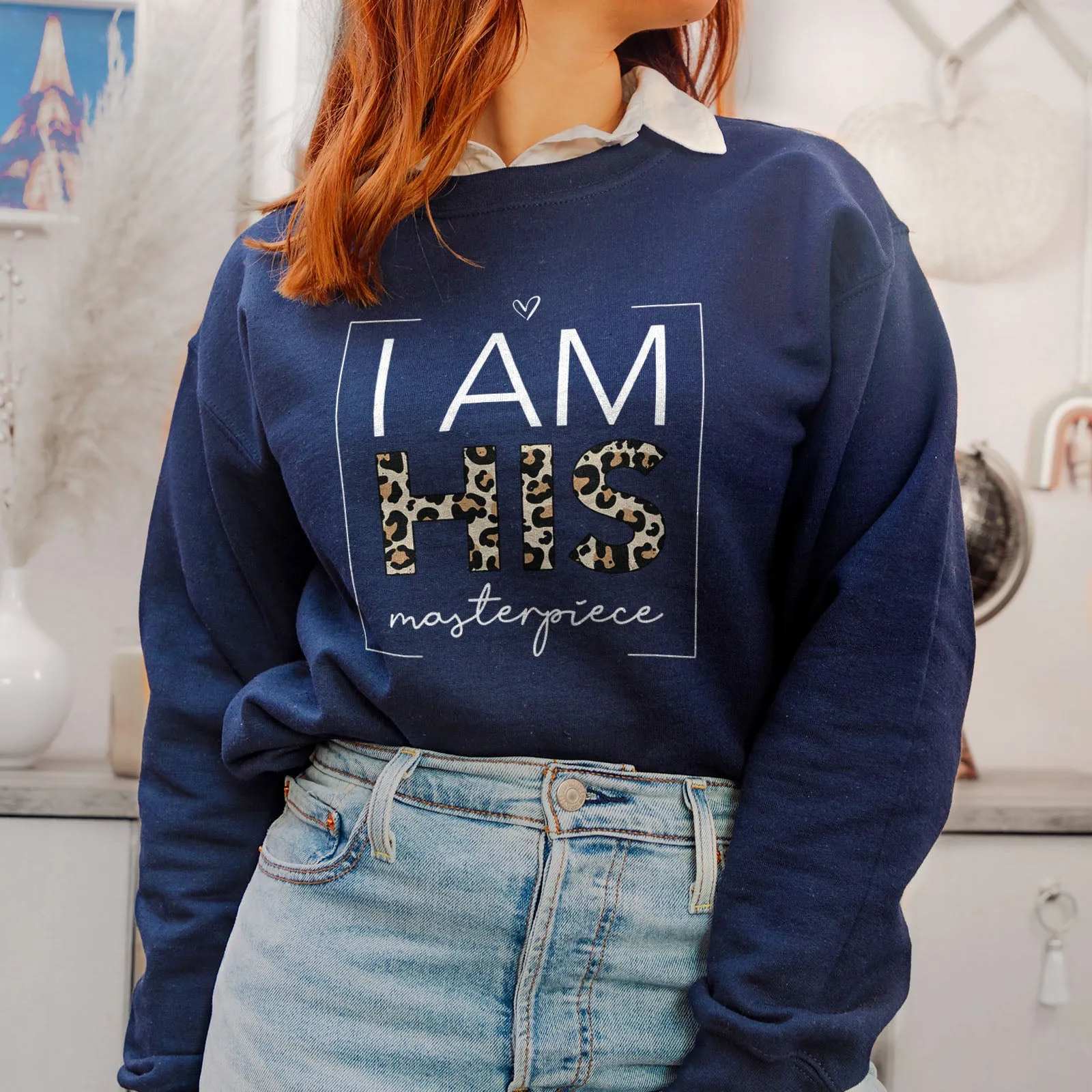 I Am His Masterpiece Leopard Sweatshirt