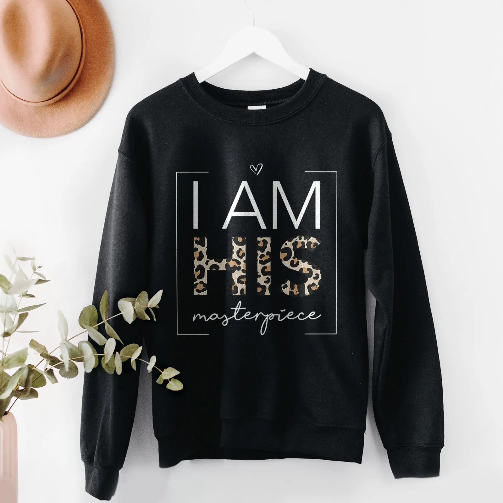 I Am His Masterpiece Leopard Sweatshirt