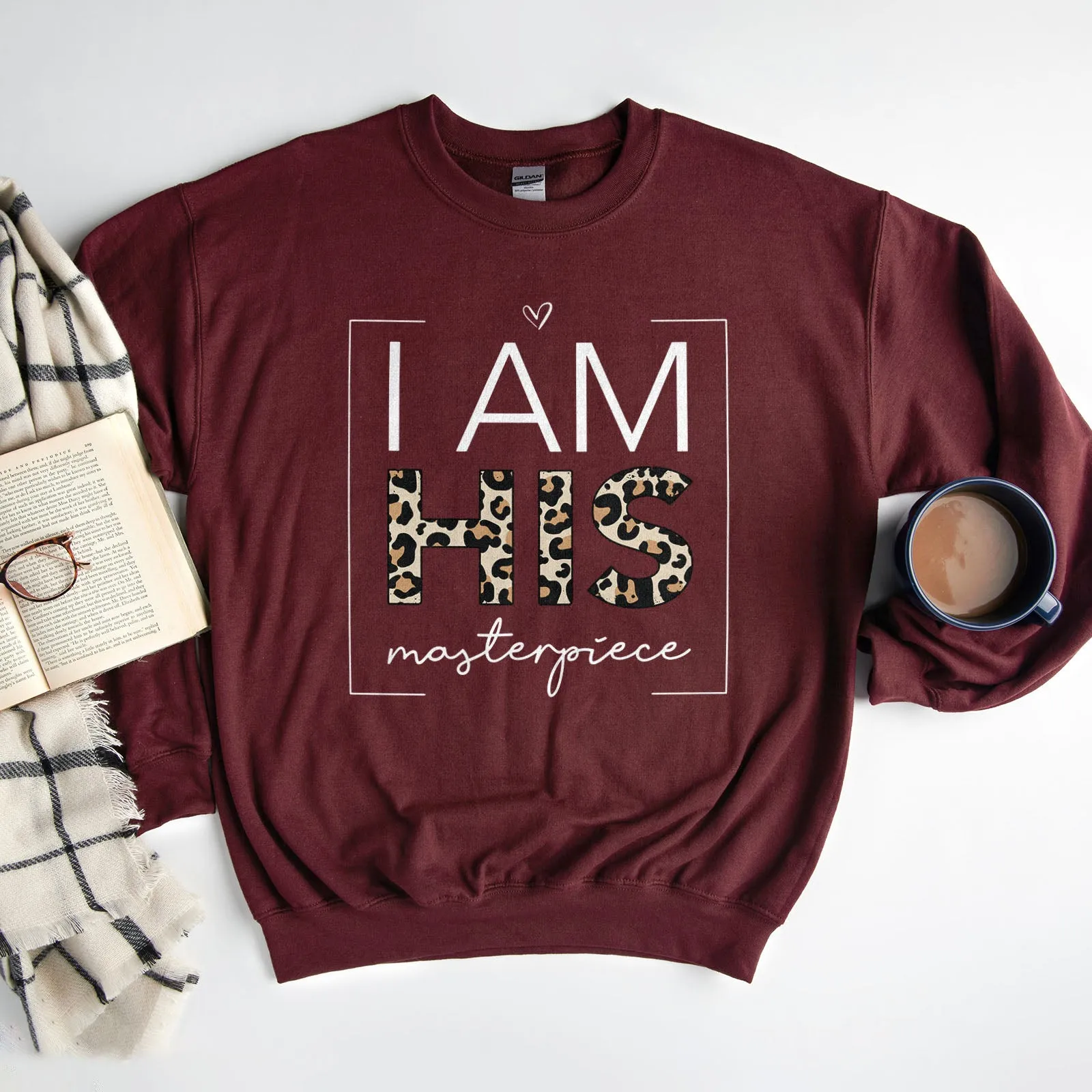 I Am His Masterpiece Leopard Sweatshirt