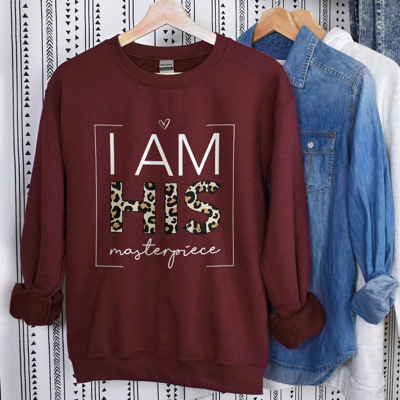 I Am His Masterpiece Leopard Sweatshirt