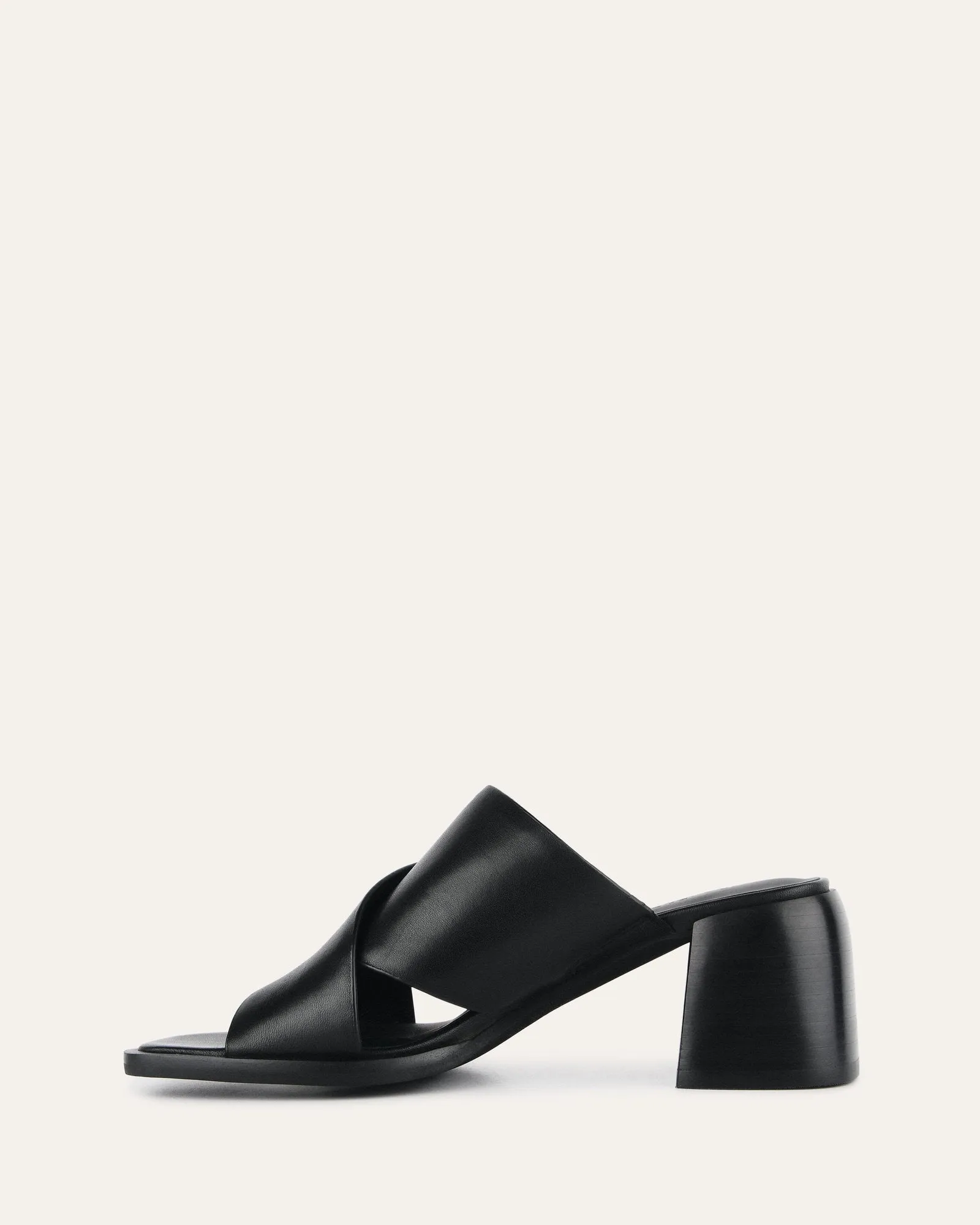 IOWA MID HEEL SANDALS BLACK LEATHER