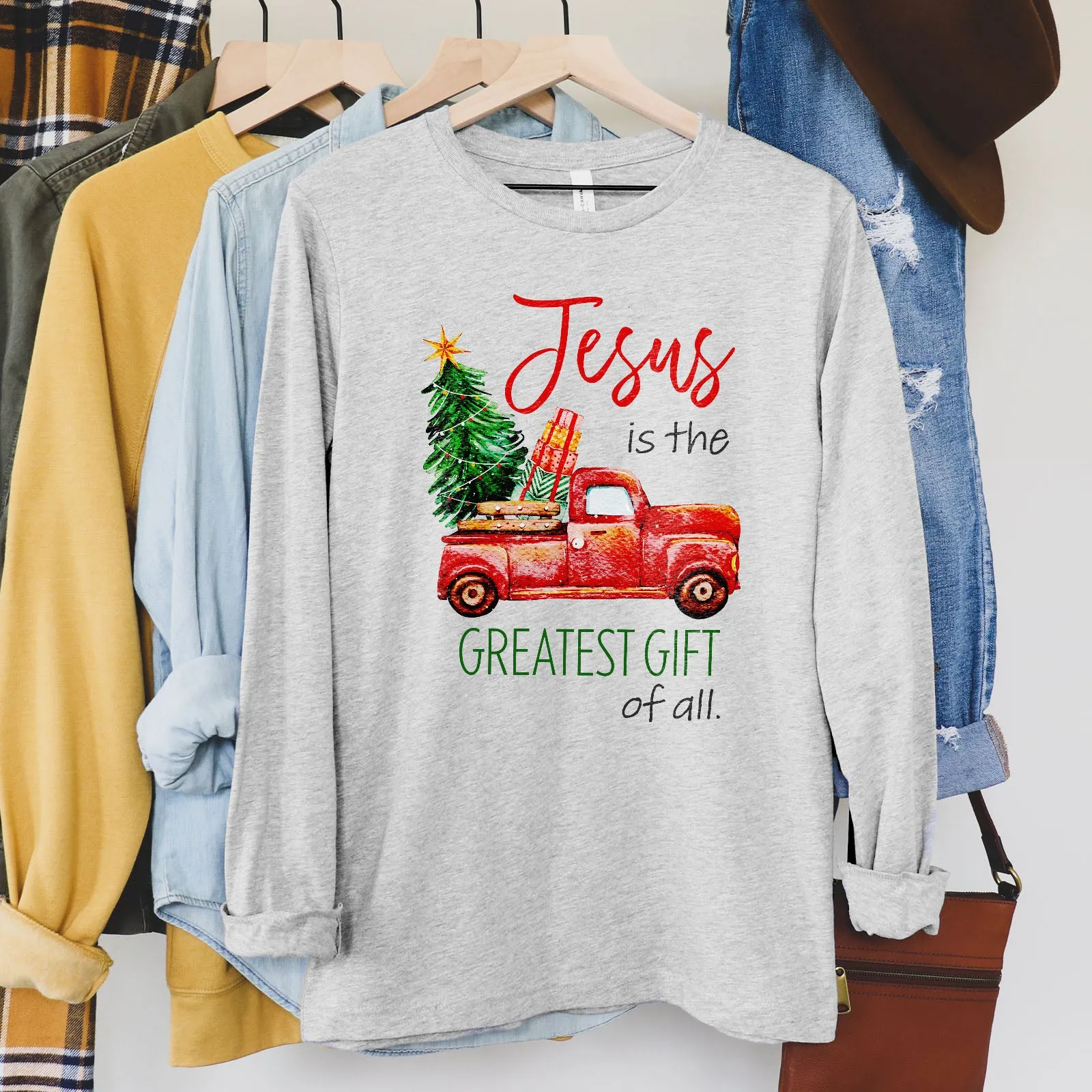 Jesus Is The Greatest Gift Red Truck Long Sleeve