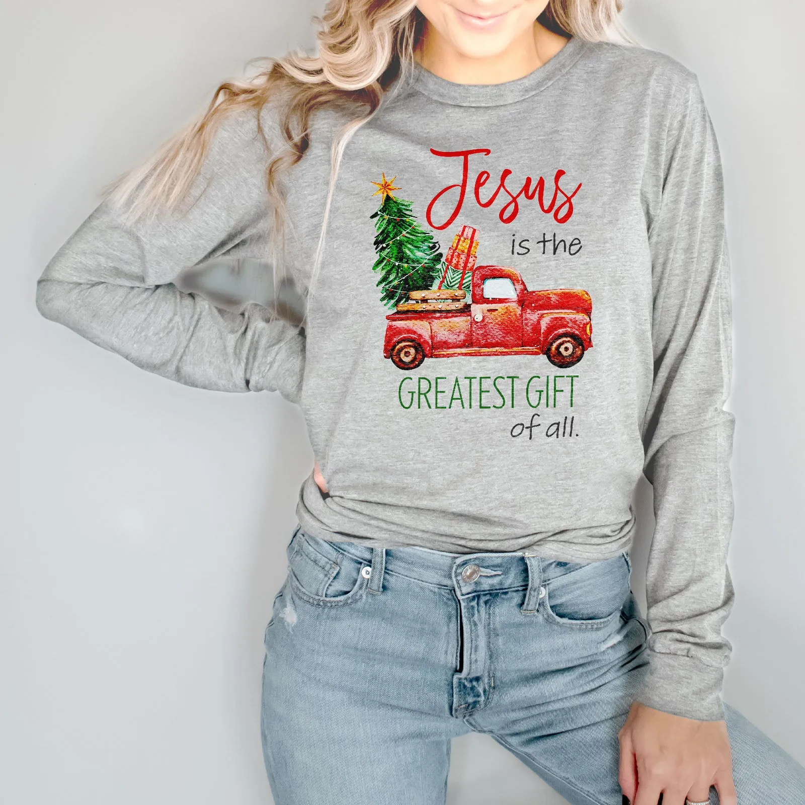 Jesus Is The Greatest Gift Red Truck Long Sleeve