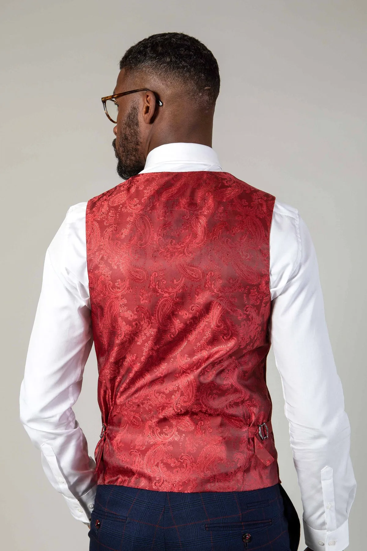 KELVIN - Wine Double Breasted Waistcoat