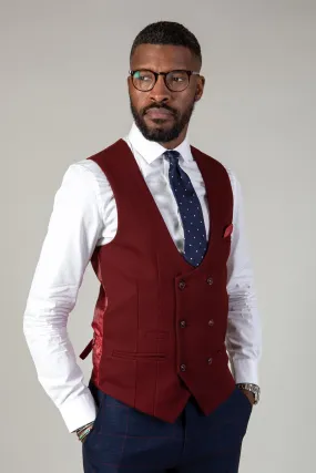 KELVIN - Wine Double Breasted Waistcoat