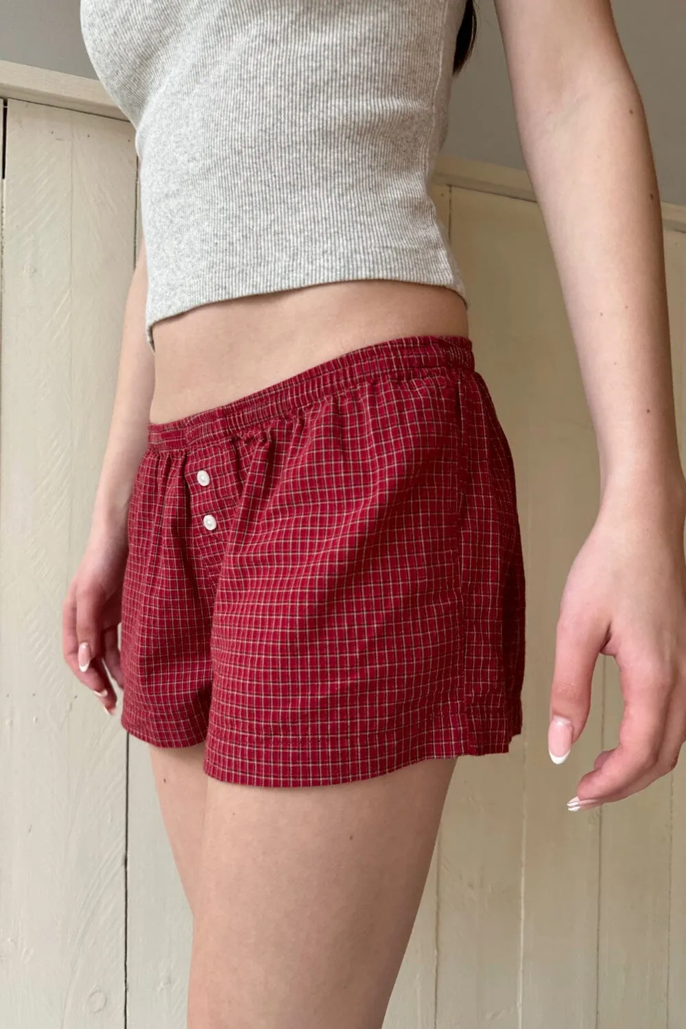 Kiera Red Plaid Sweatshorts