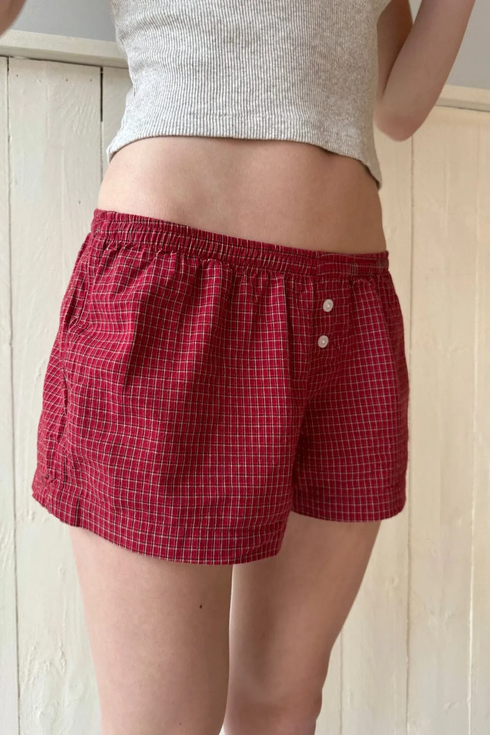 Kiera Red Plaid Sweatshorts