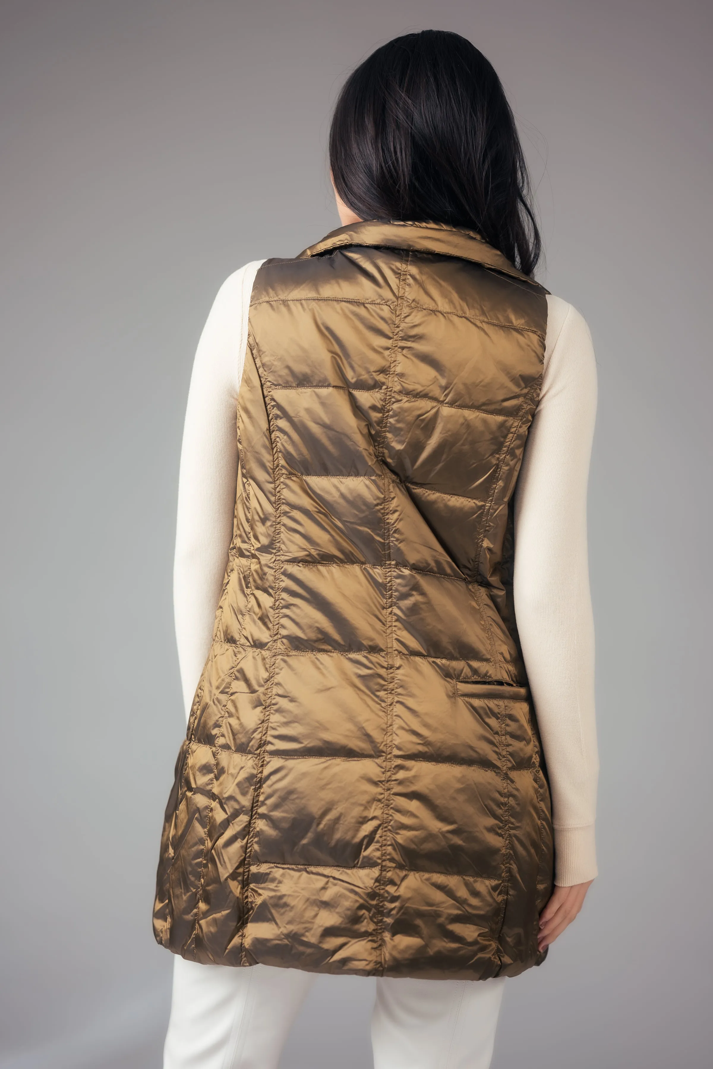 Long Metallic Down Vest