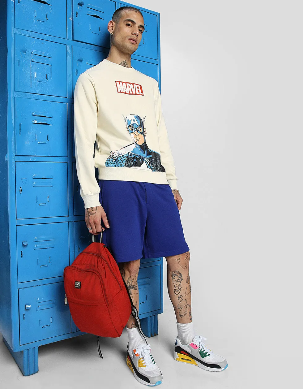 Marvel Beige Sweatshirt with Front Graphic Print