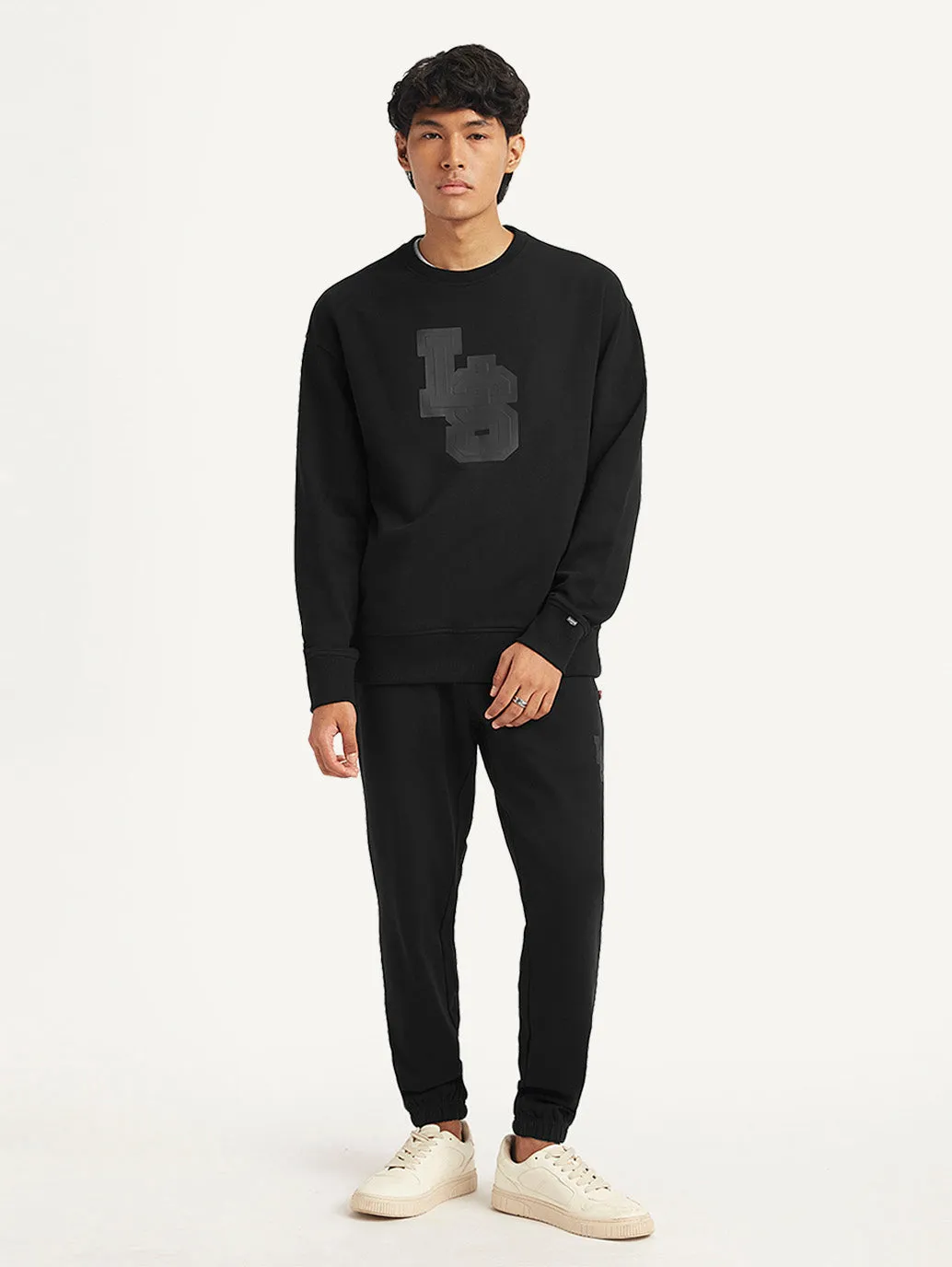 Men's Brand Logo Black Crew Neck Sweatshirt