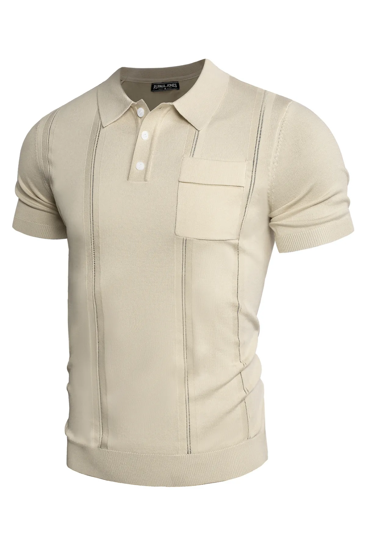 Men's Knit Polo Shirt Short Sleeve Casual Solid Golf Shirts with Pocket