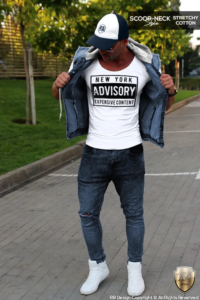 Men's T-shirt New York Advisory Expensive Content Cool Funny Slogan Tee MD465