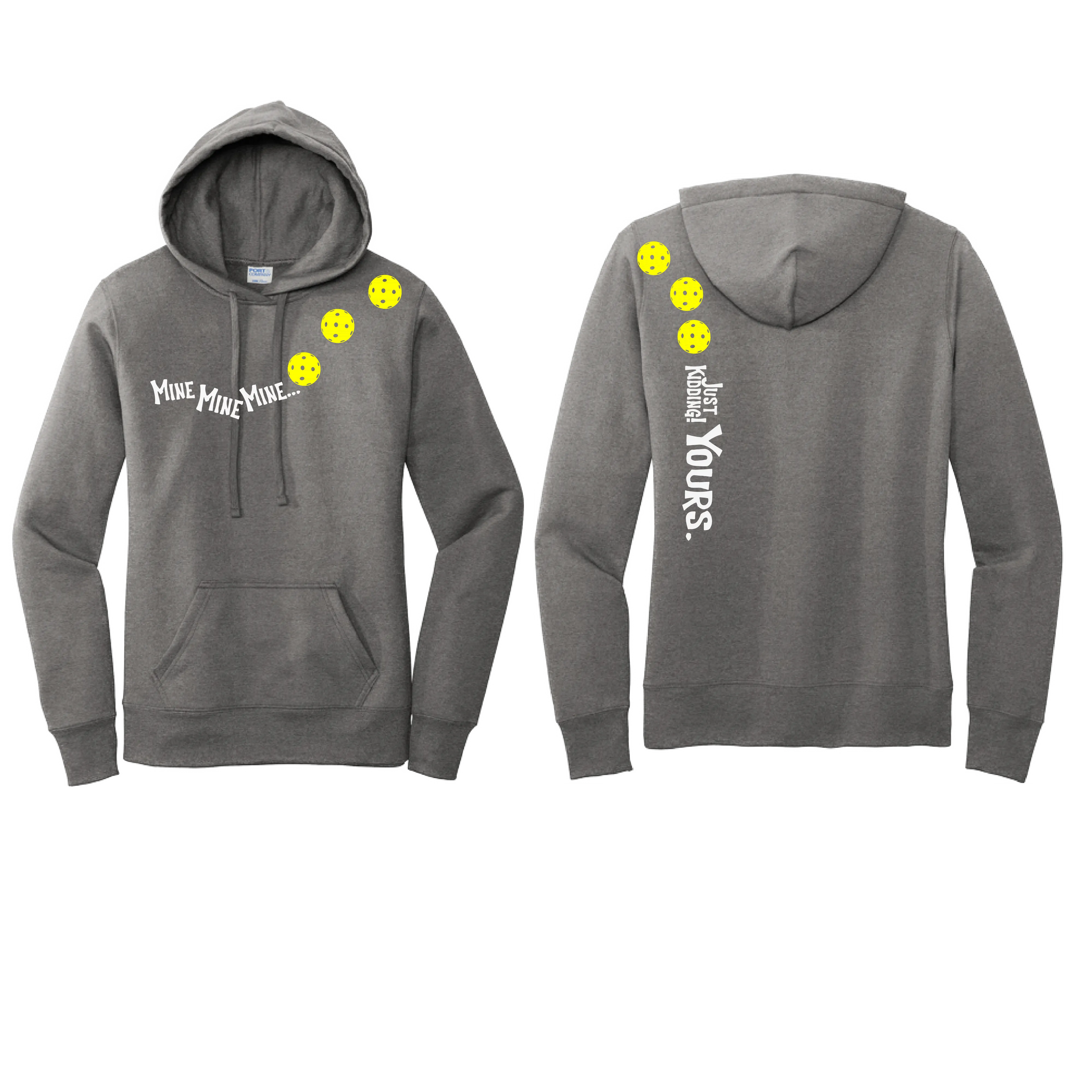 Mine JK Yours (Pickleballs Orange Yellow Red)| Women’s Fitted Hoodie Pickleball Sweatshirt | 50% Cotton 50% Poly Fleece