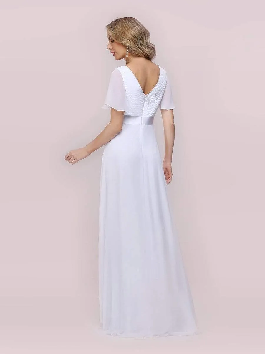 Minimalist A-Line Wholesale Chiffon Wedding Dress with Satin Belt