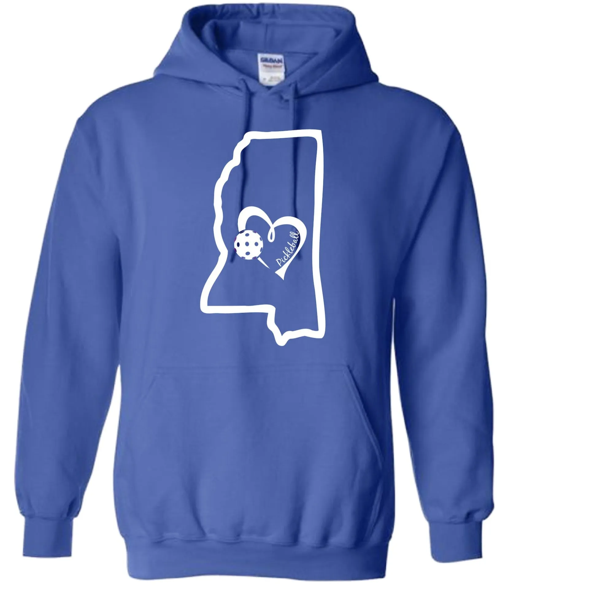 Mississippi State With Pickleball Love | Unisex Hoodie Pickleball Sweatshirt | 50% Cotton 50% Polyester