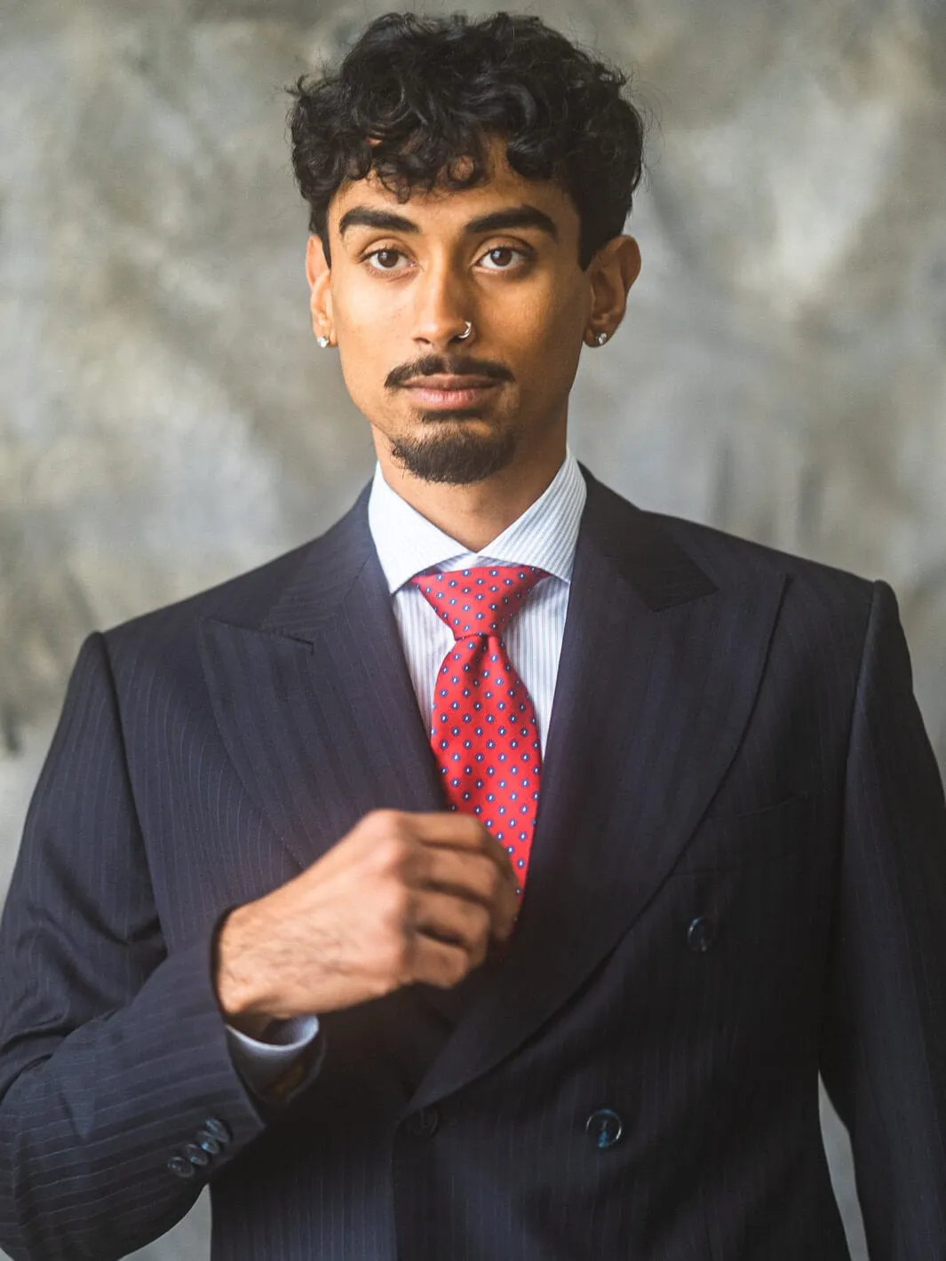 Navy Double-Breasted Pinstripe Suit