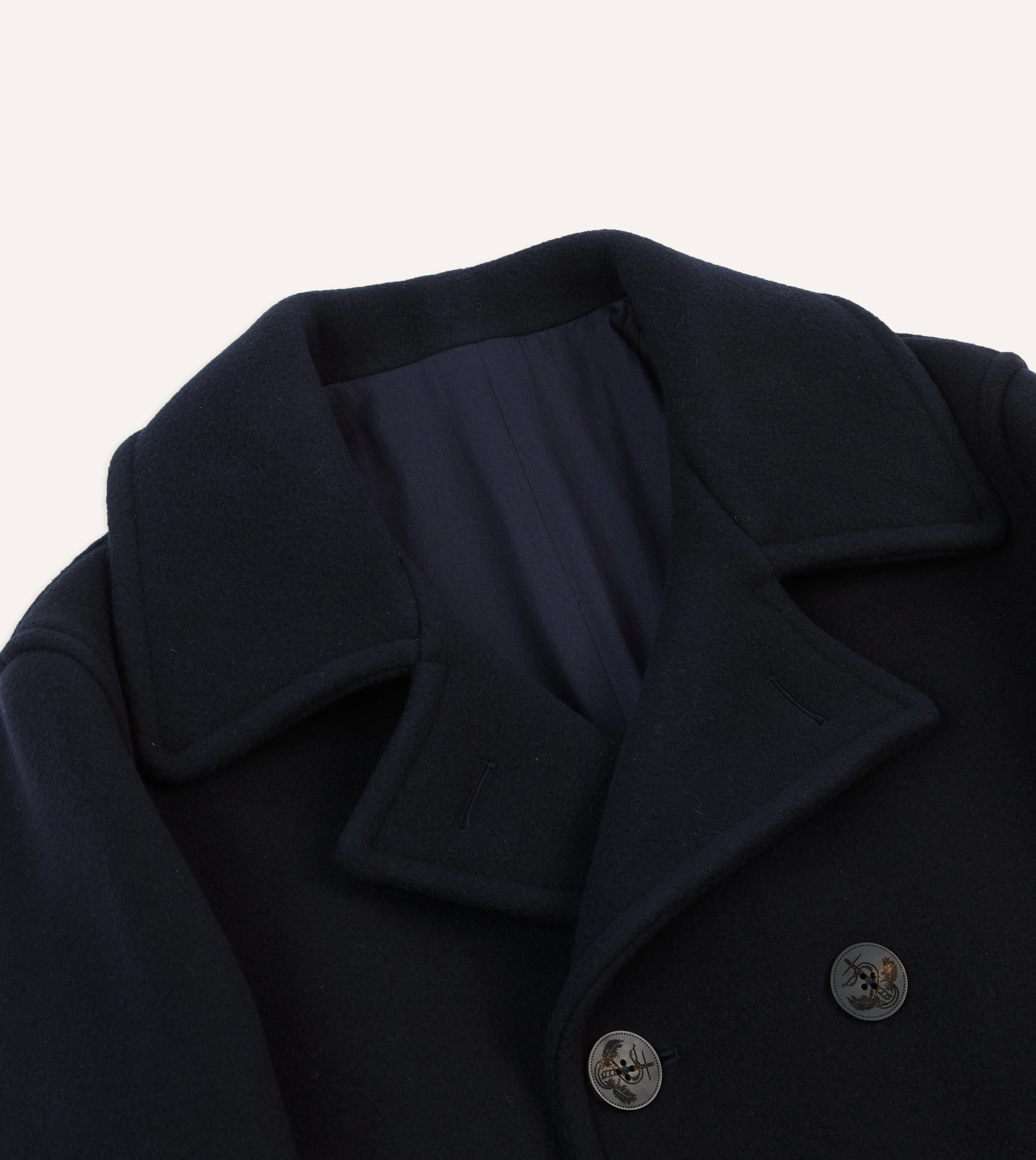 Navy Wool Double-Breasted Peacoat