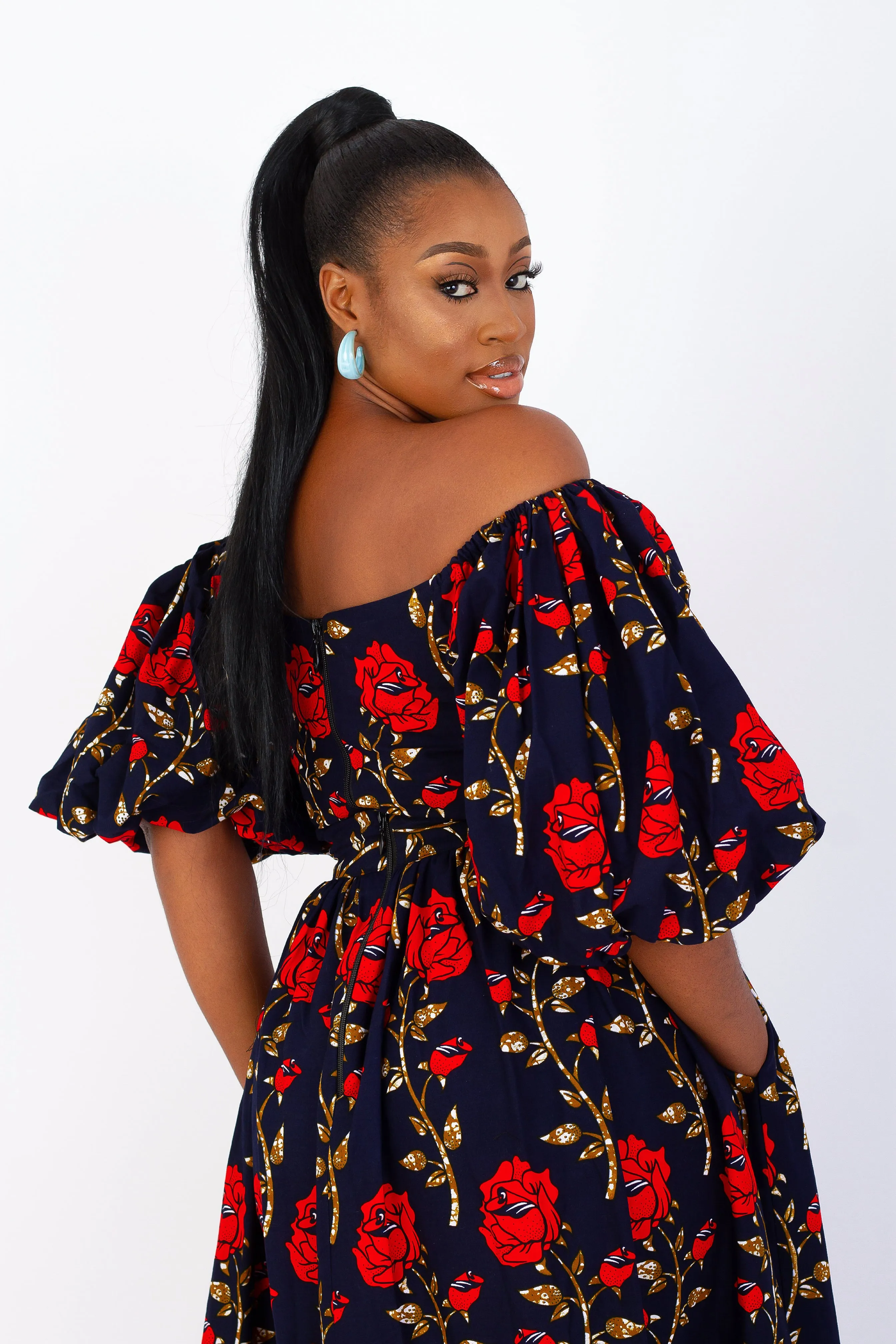 Off Shoulder African Print Crop Top/Blouse - Toby