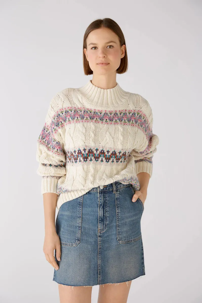 Oui Cotton Fair Isle Sweater