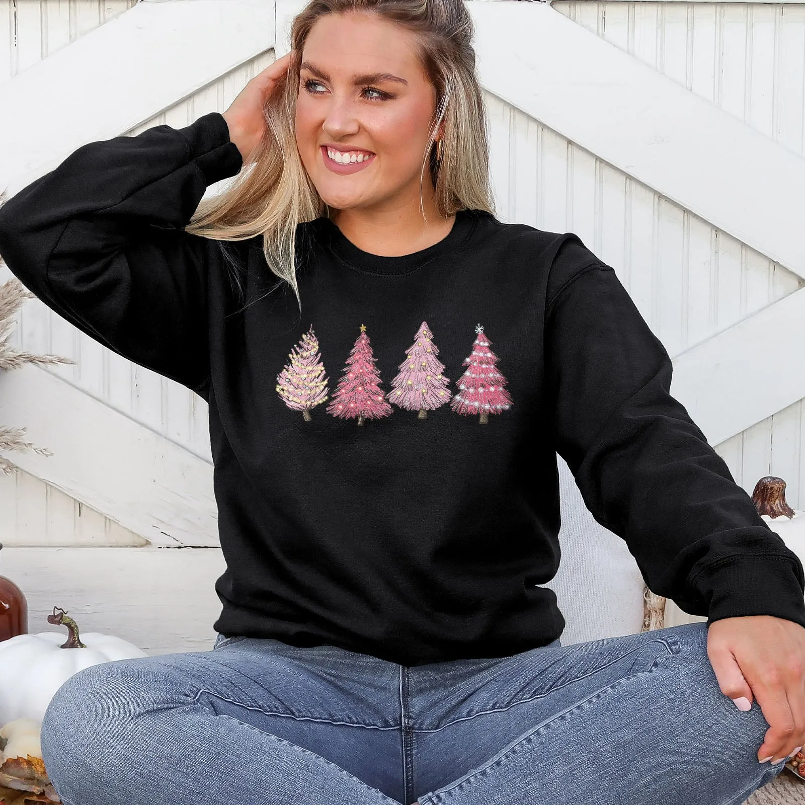 Pink Christmas Trees Sweatshirt