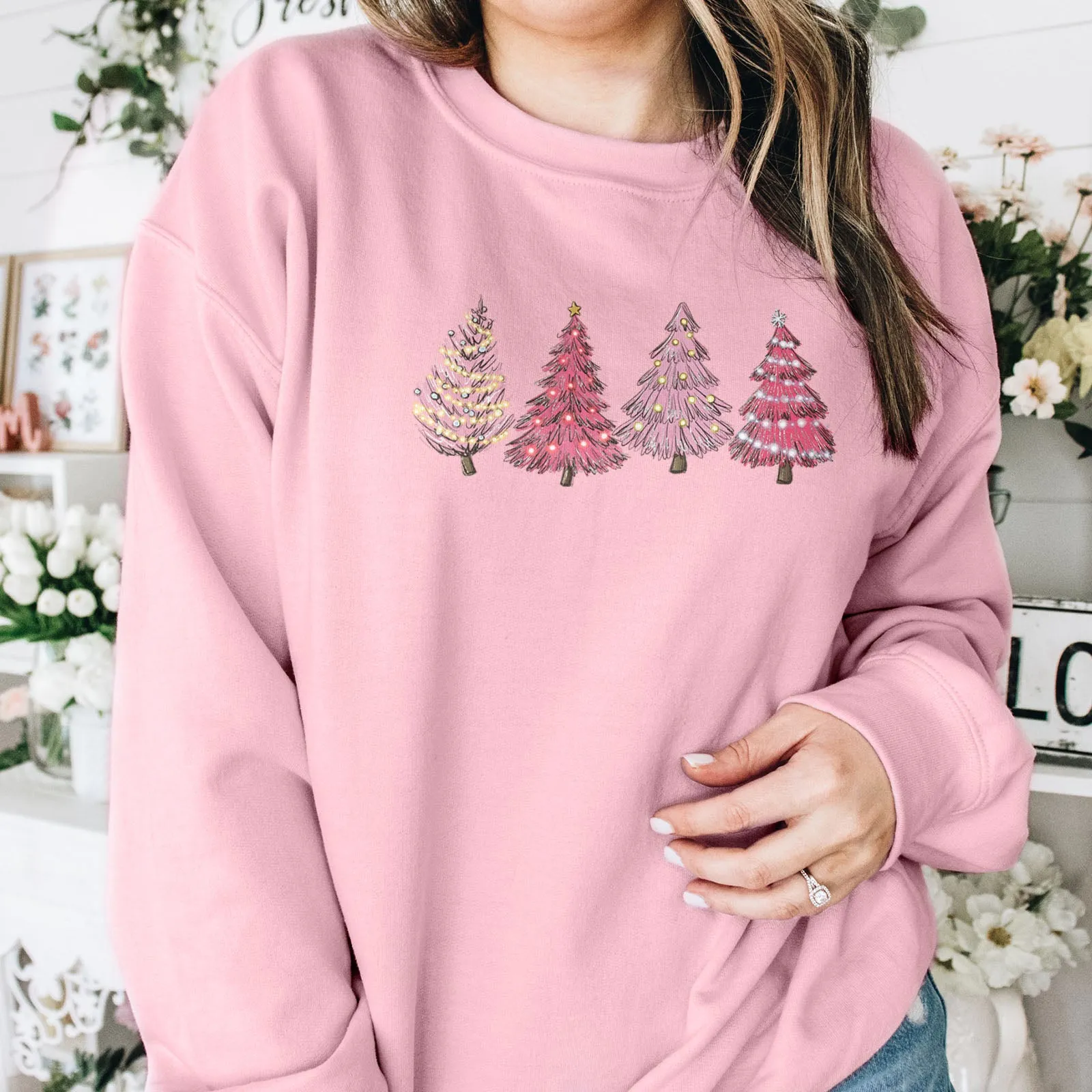 Pink Christmas Trees Sweatshirt