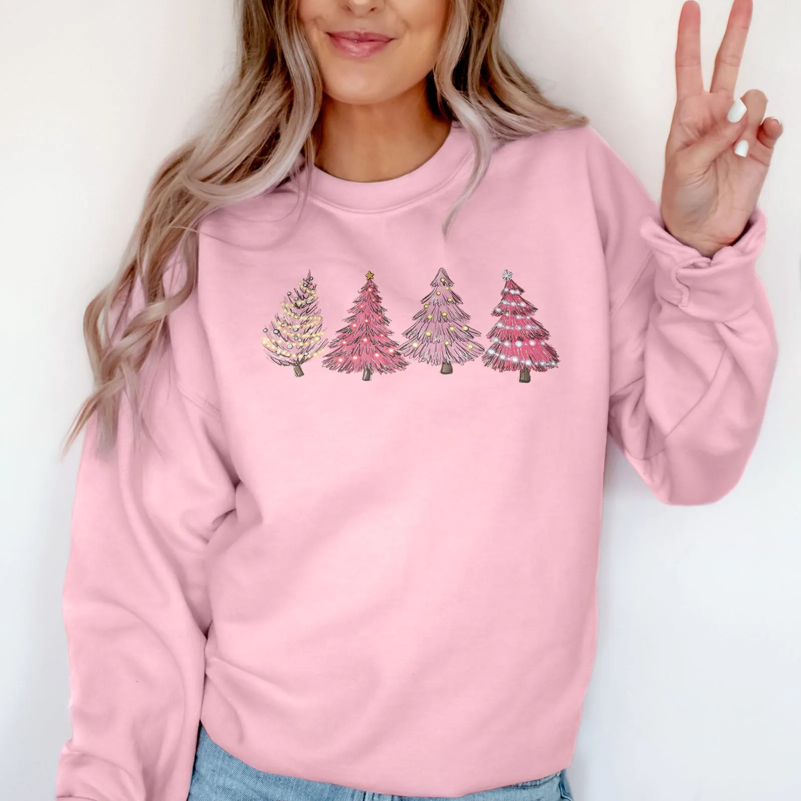 Pink Christmas Trees Sweatshirt