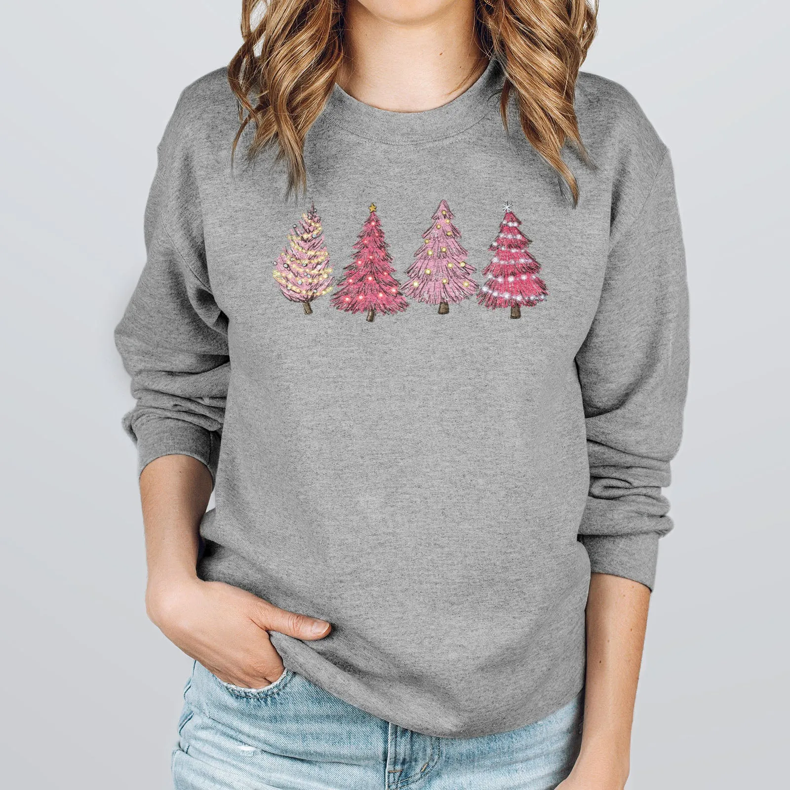 Pink Christmas Trees Sweatshirt